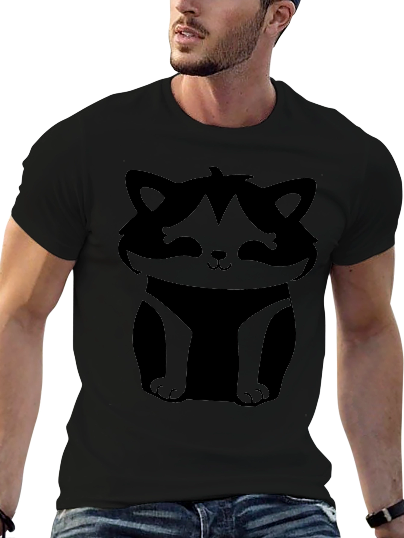 Cute Raccoon Graphic Tee - Black Cotton Casual Shirt