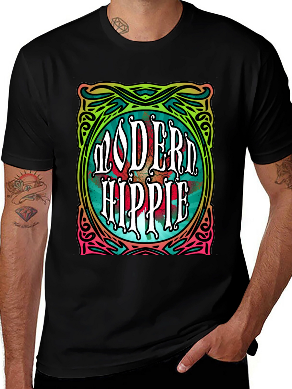 Modern Hippie Graphic Tee - Retro Style