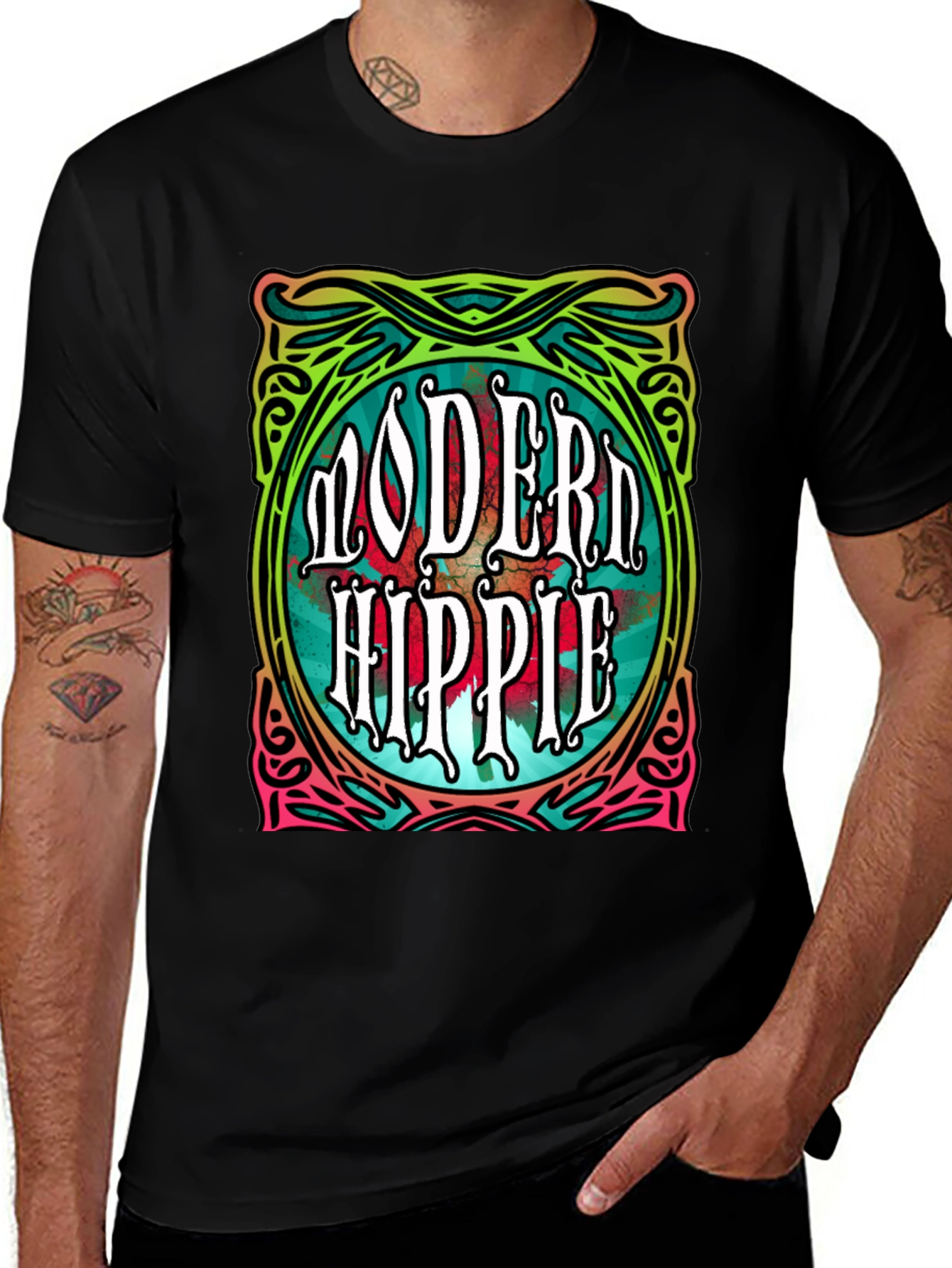 Modern Hippie Graphic Tee - Retro Style