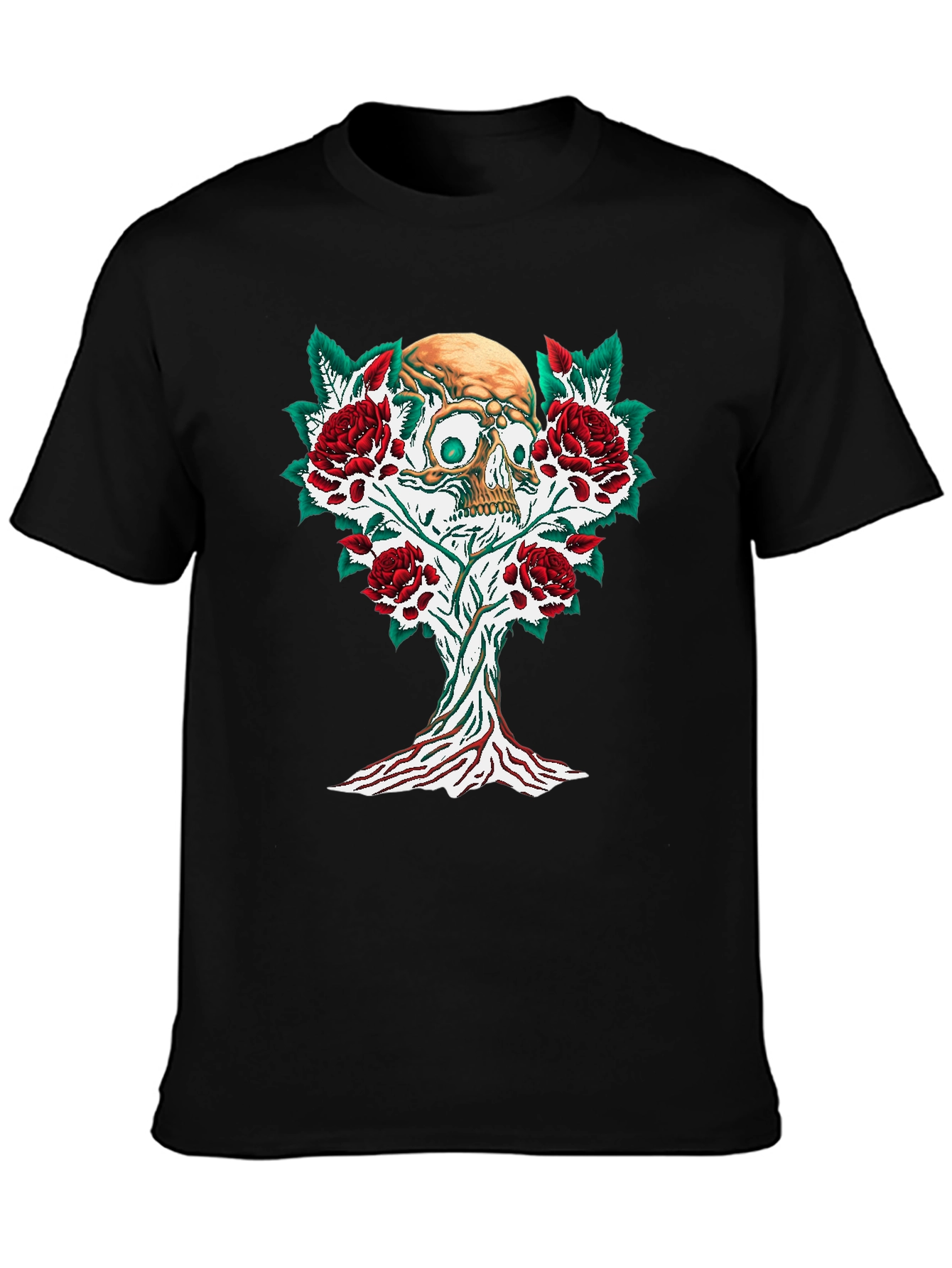 Skull & Roses Graphic Tee - Edgy Style