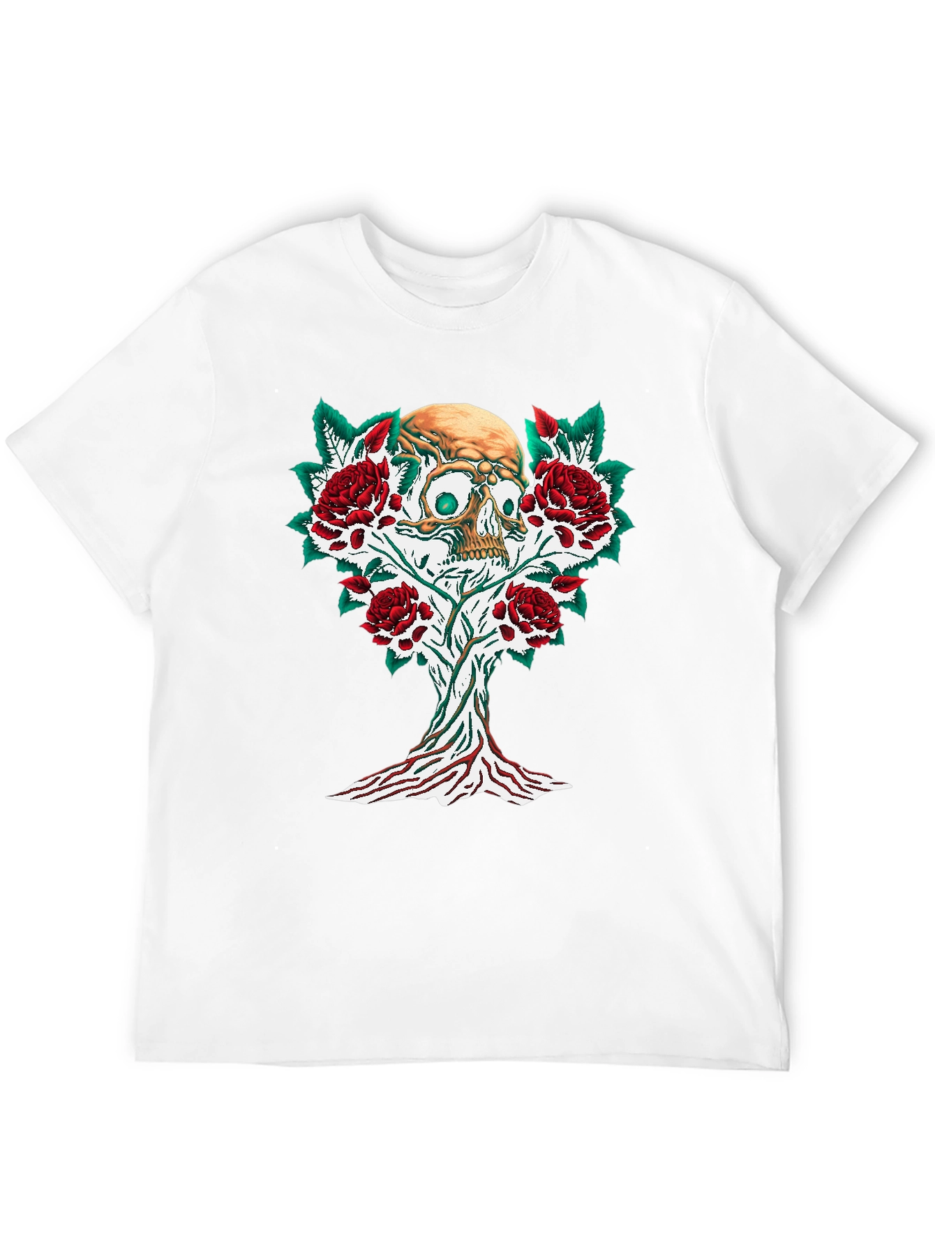 Skull & Roses Graphic Tee - Edgy Style
