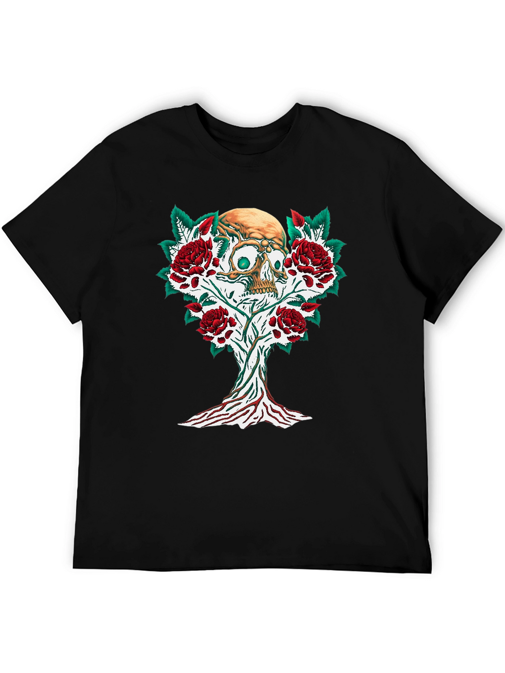 Skull & Roses Graphic Tee - Edgy Style