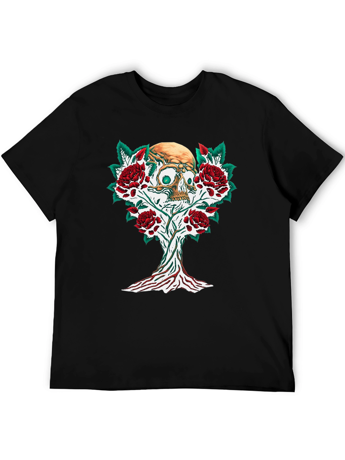 Skull & Roses Graphic Tee - Edgy Style