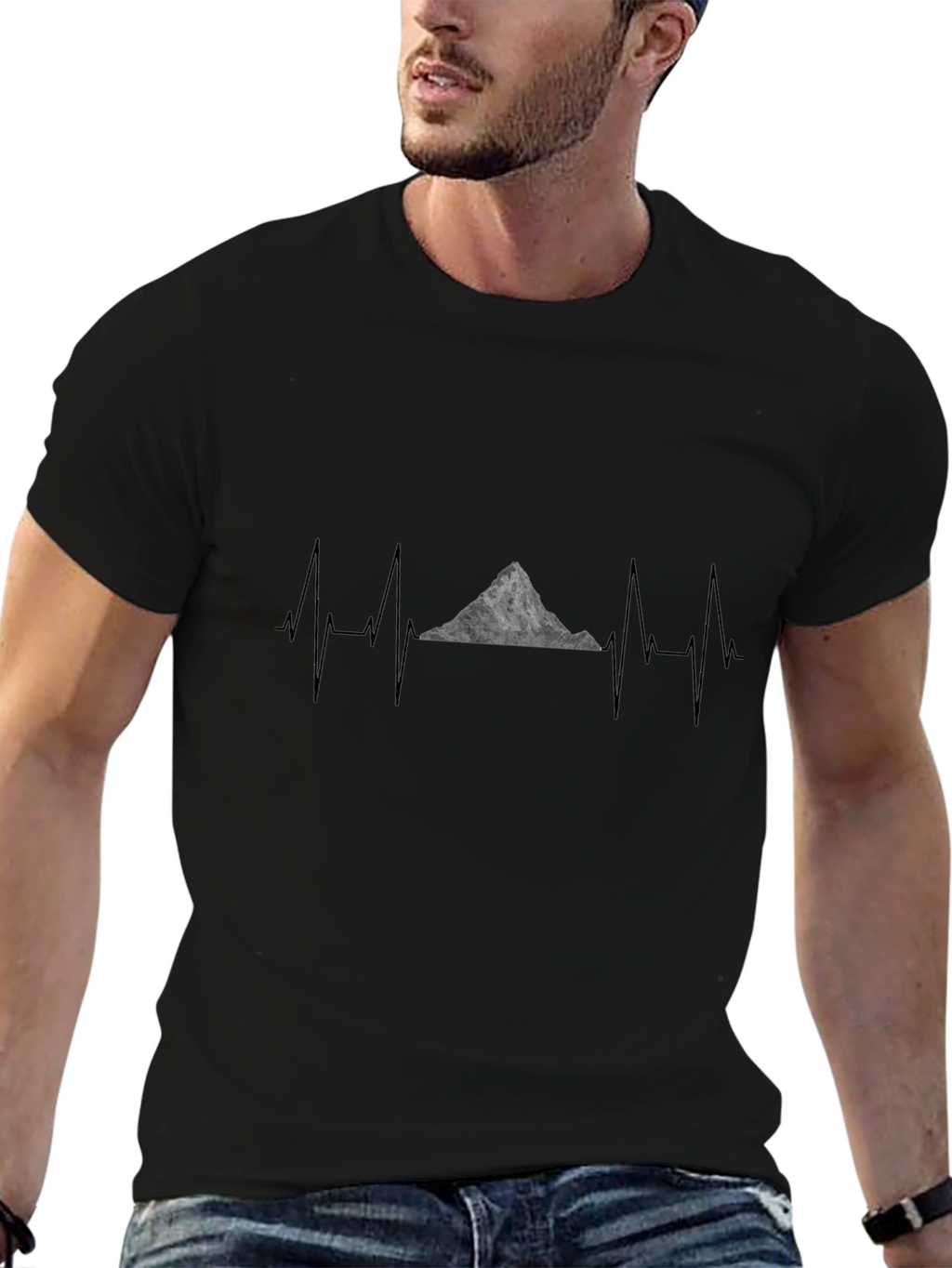 Mountain Heartbeat T-Shirt - Black Graphic Tee