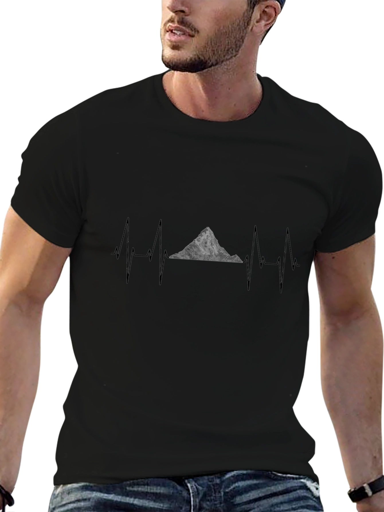 Mountain Heartbeat T-Shirt - Black Graphic Tee