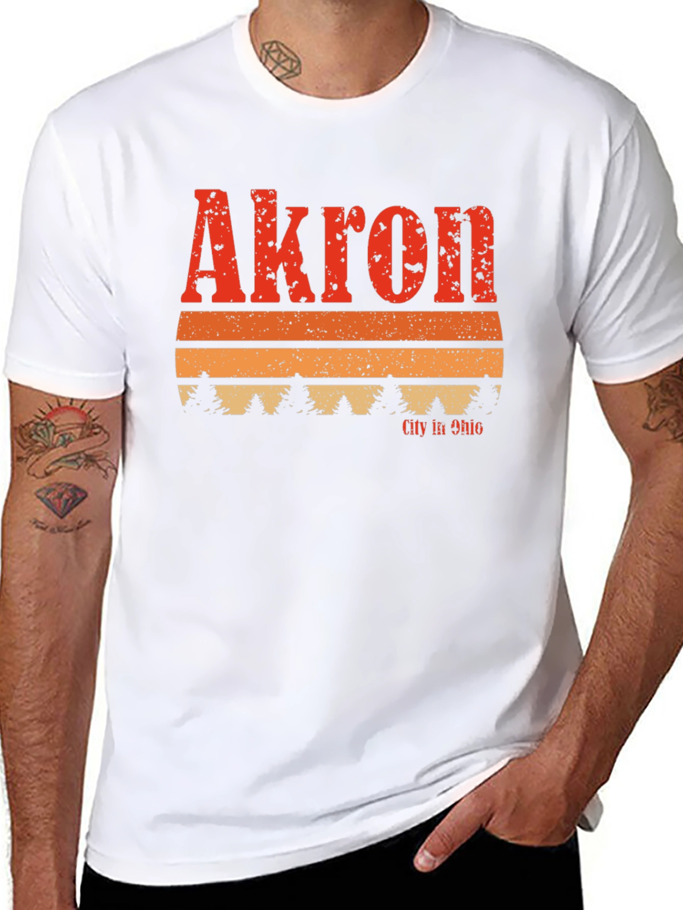 Akron City in Ohio Retro Graphic T-Shirt