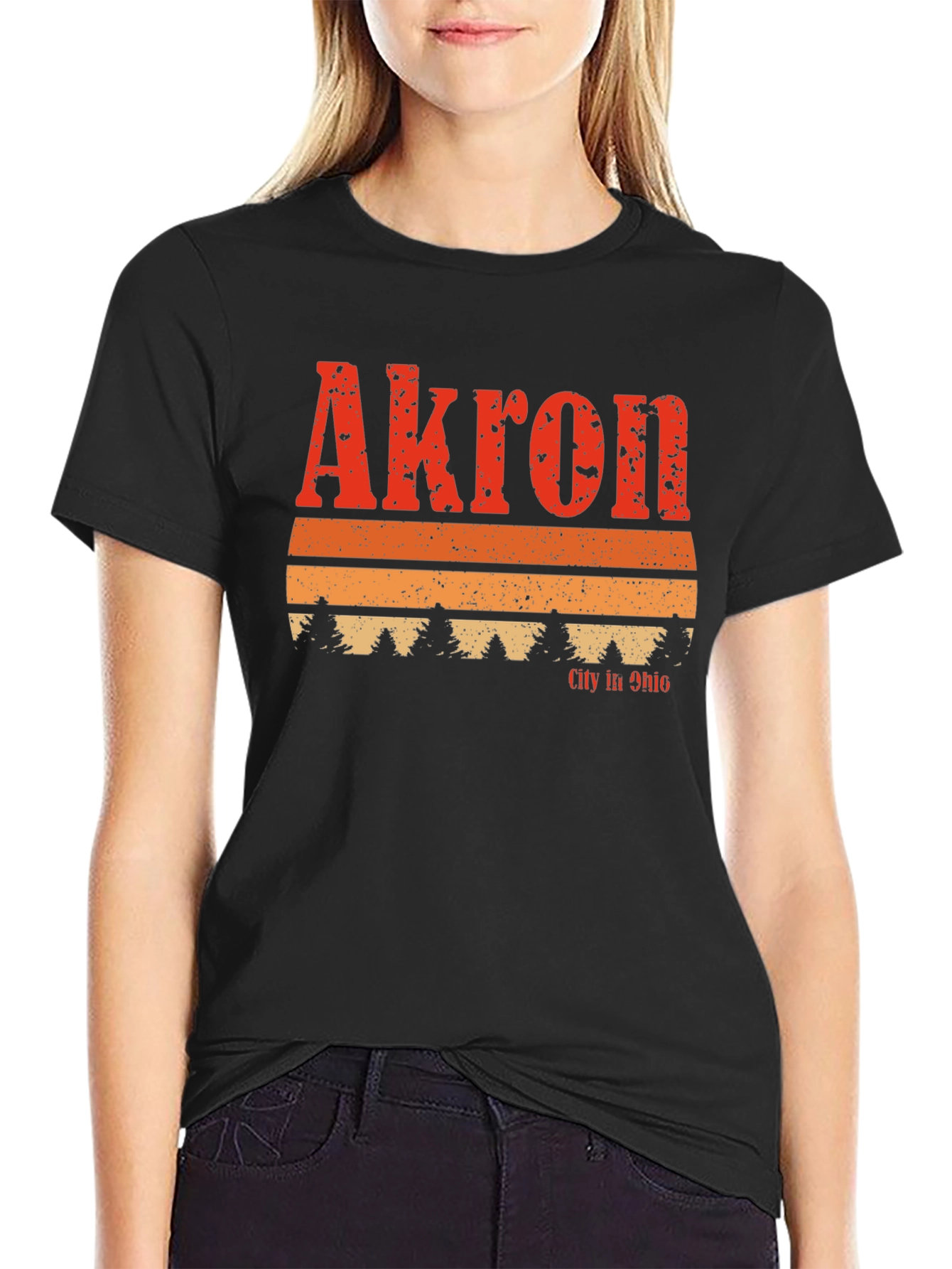 Akron City in Ohio Retro Graphic T-Shirt