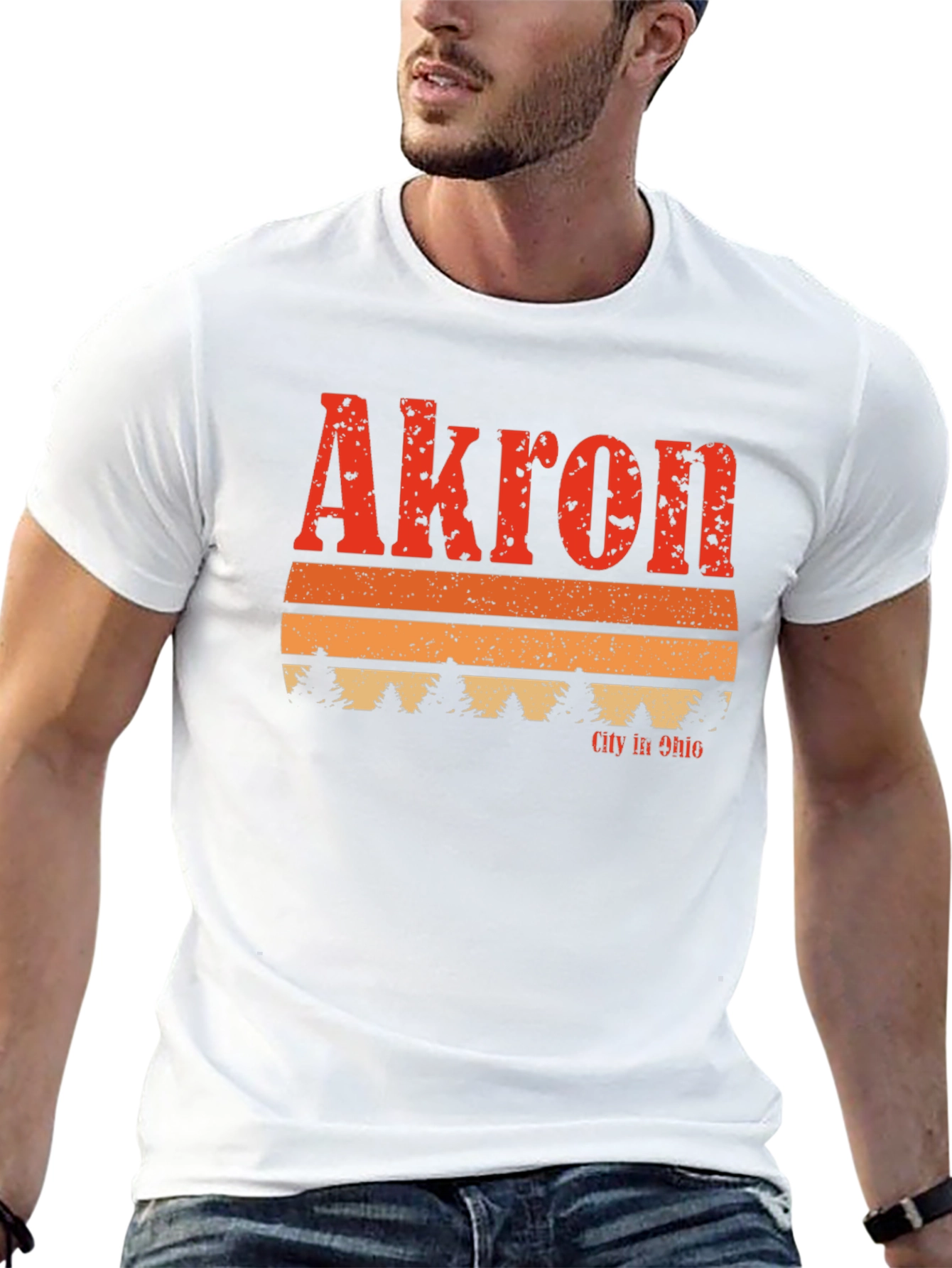 Akron City in Ohio Retro Graphic T-Shirt