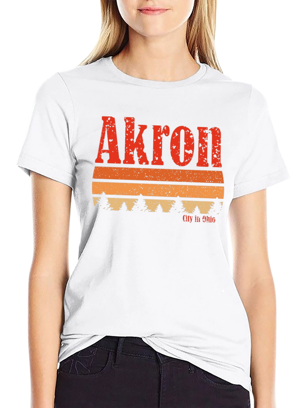 Akron City in Ohio Retro Graphic T-Shirt