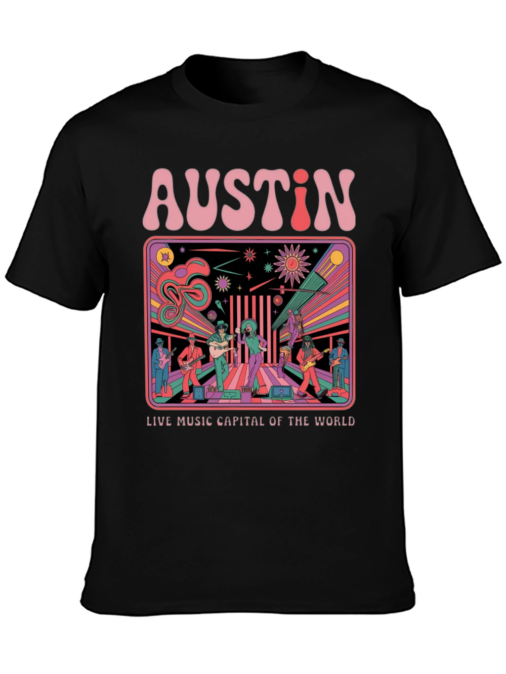 Austin Live Music T-Shirt - Retro Design