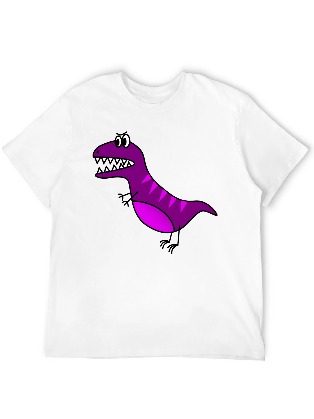 Cartoon Dinosaur Graphic Tee - Black Cotton T-Shirt