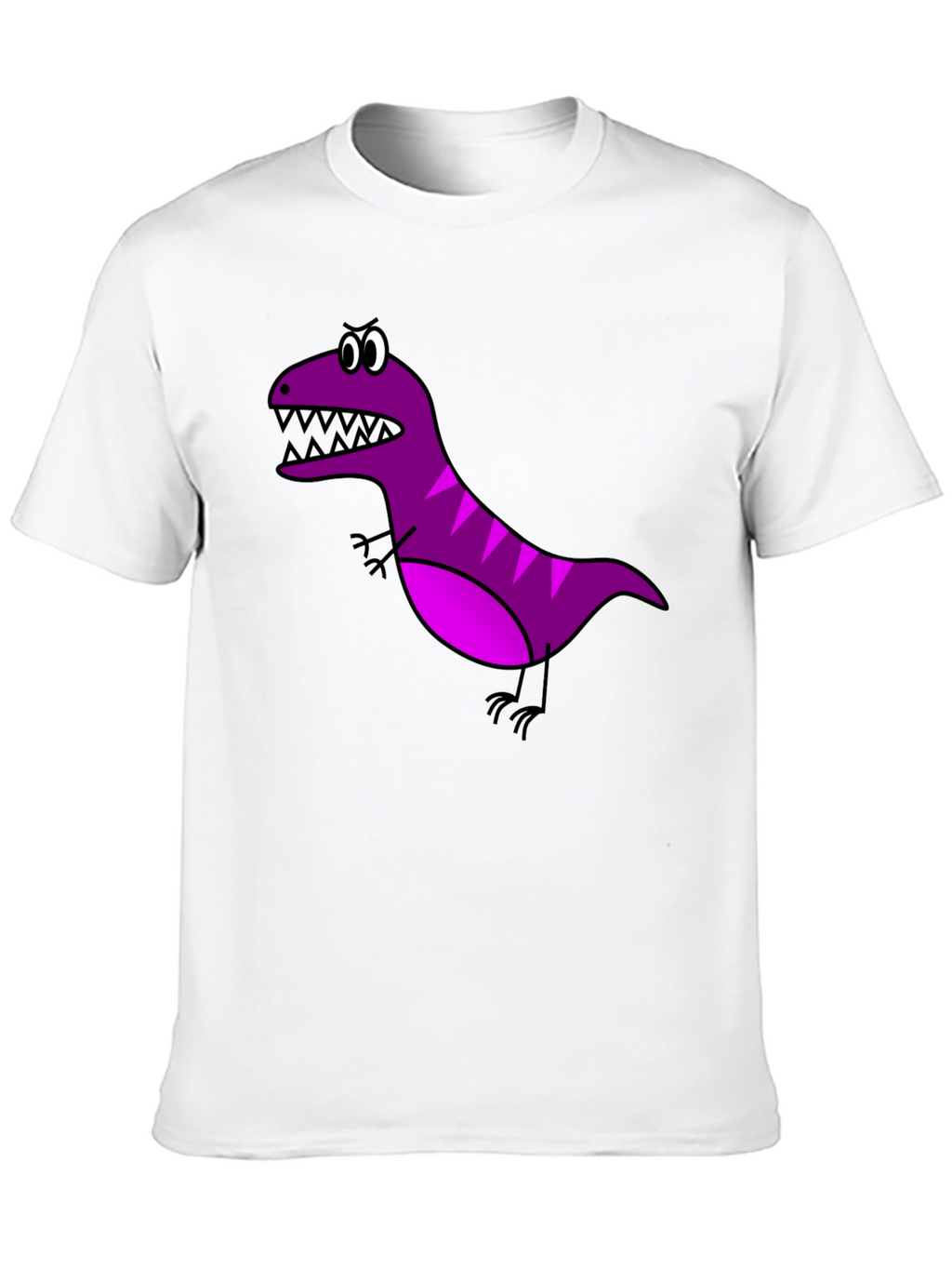 Cartoon Dinosaur Graphic Tee - Black Cotton T-Shirt