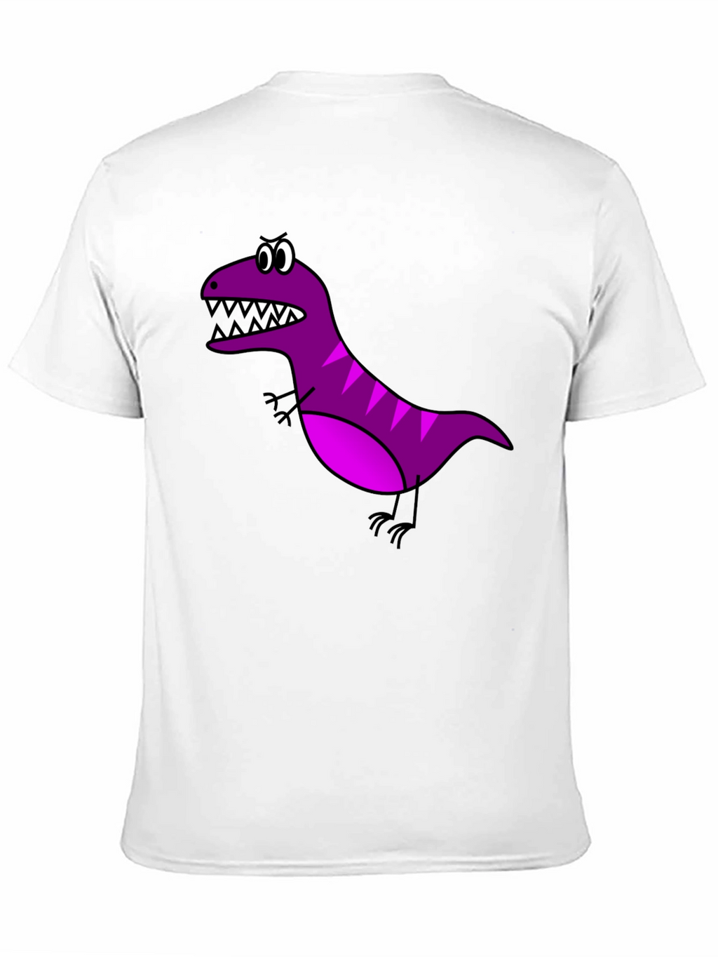 Cartoon Dinosaur Graphic Tee - Black Cotton T-Shirt
