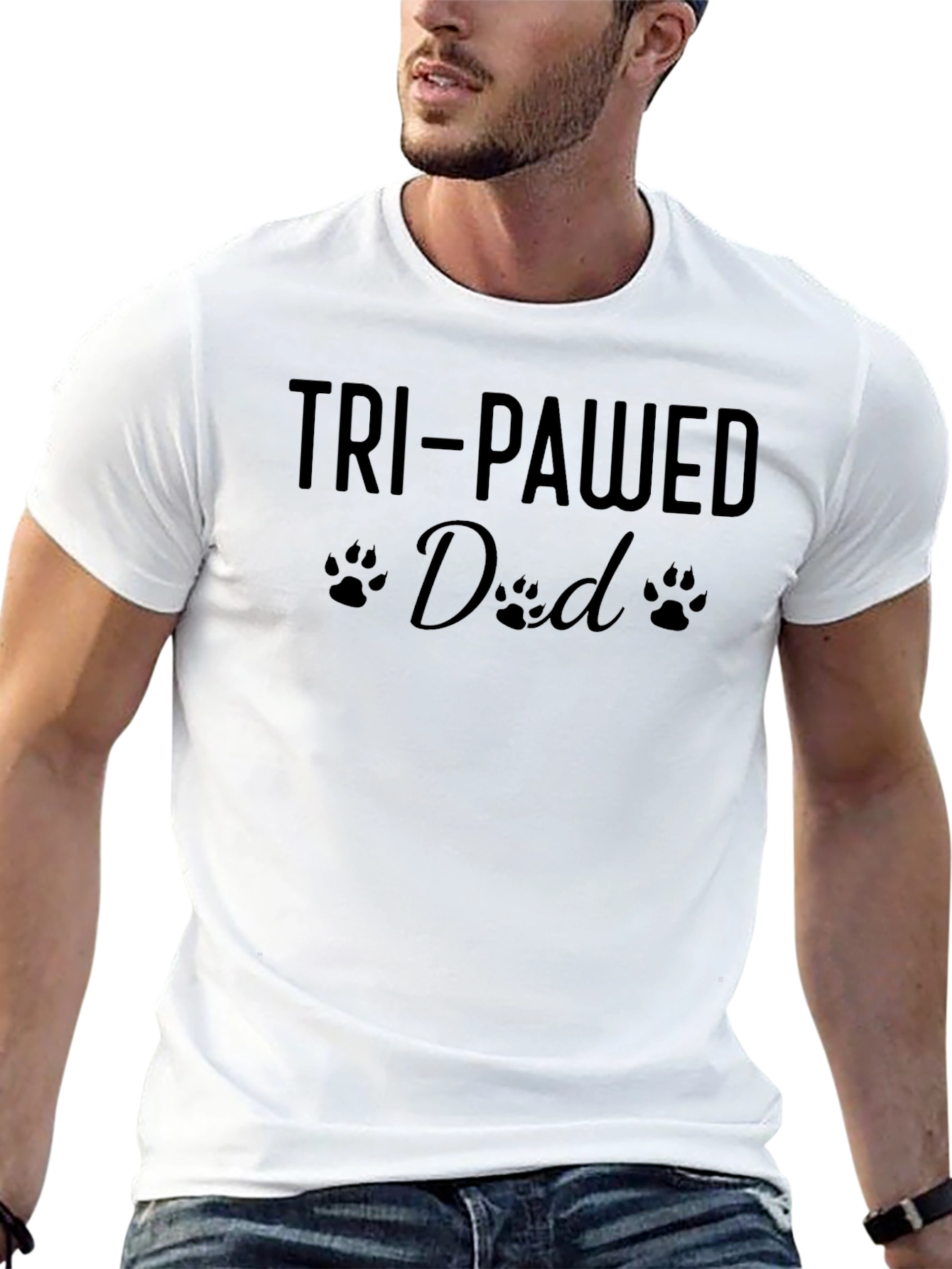 Tri-Pawed Dad T-Shirt - Black Graphic Tee
