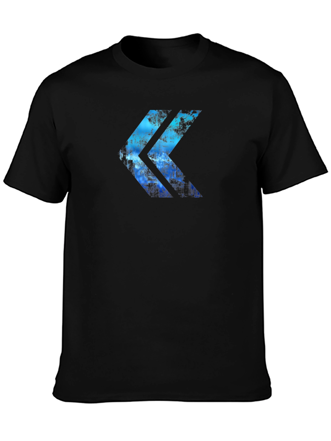 Abstract Blue Arrow Graphic Print Black T-Shirt