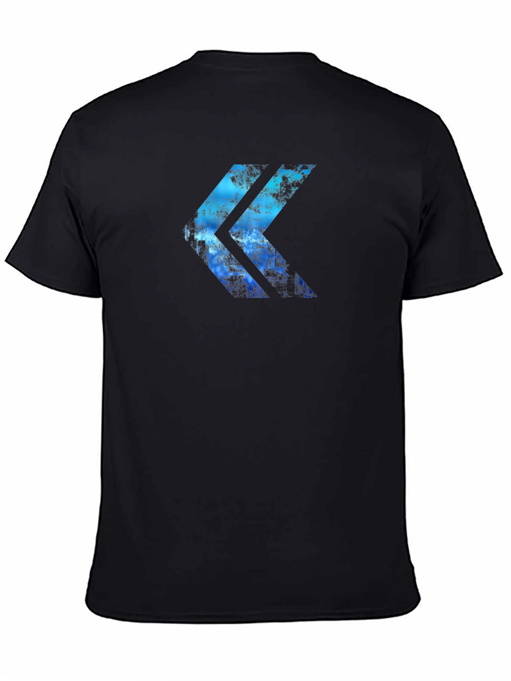 Abstract Blue Arrow Graphic Print Black T-Shirt