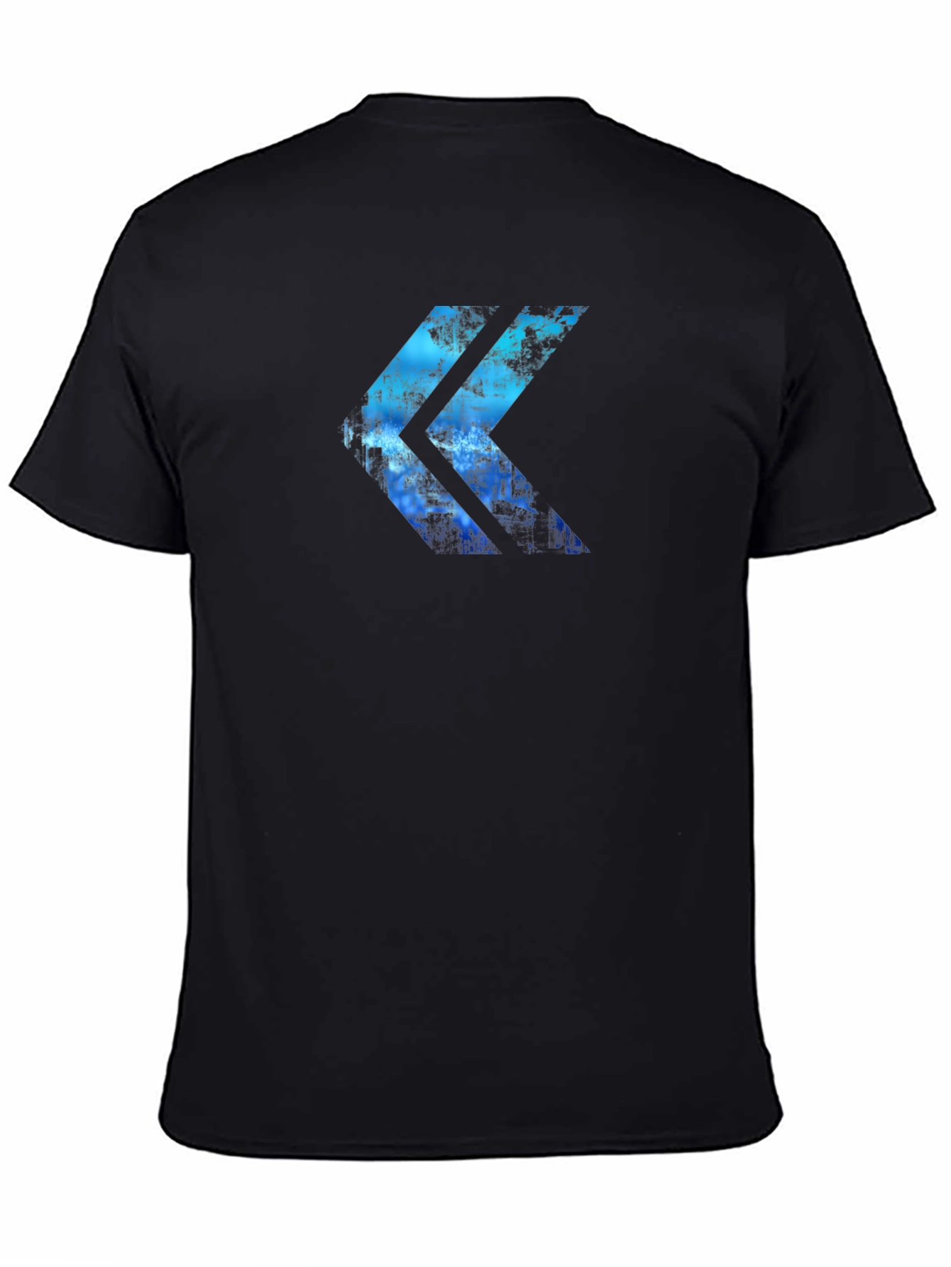 Abstract Blue Arrow Graphic Print Black T-Shirt