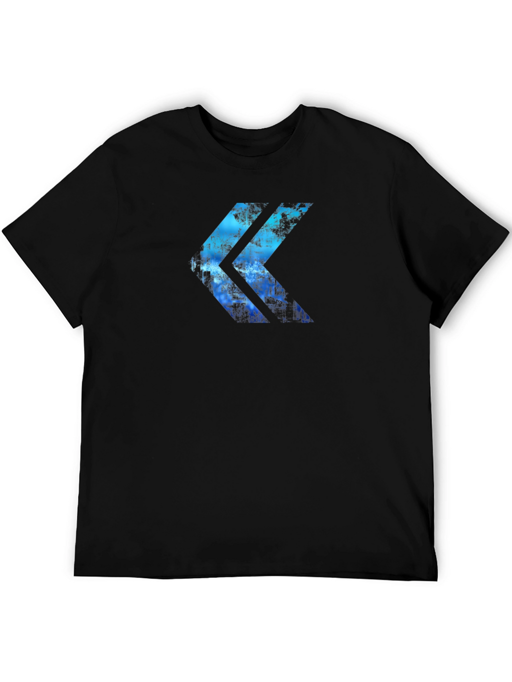 Abstract Blue Arrow Graphic Print Black T-Shirt