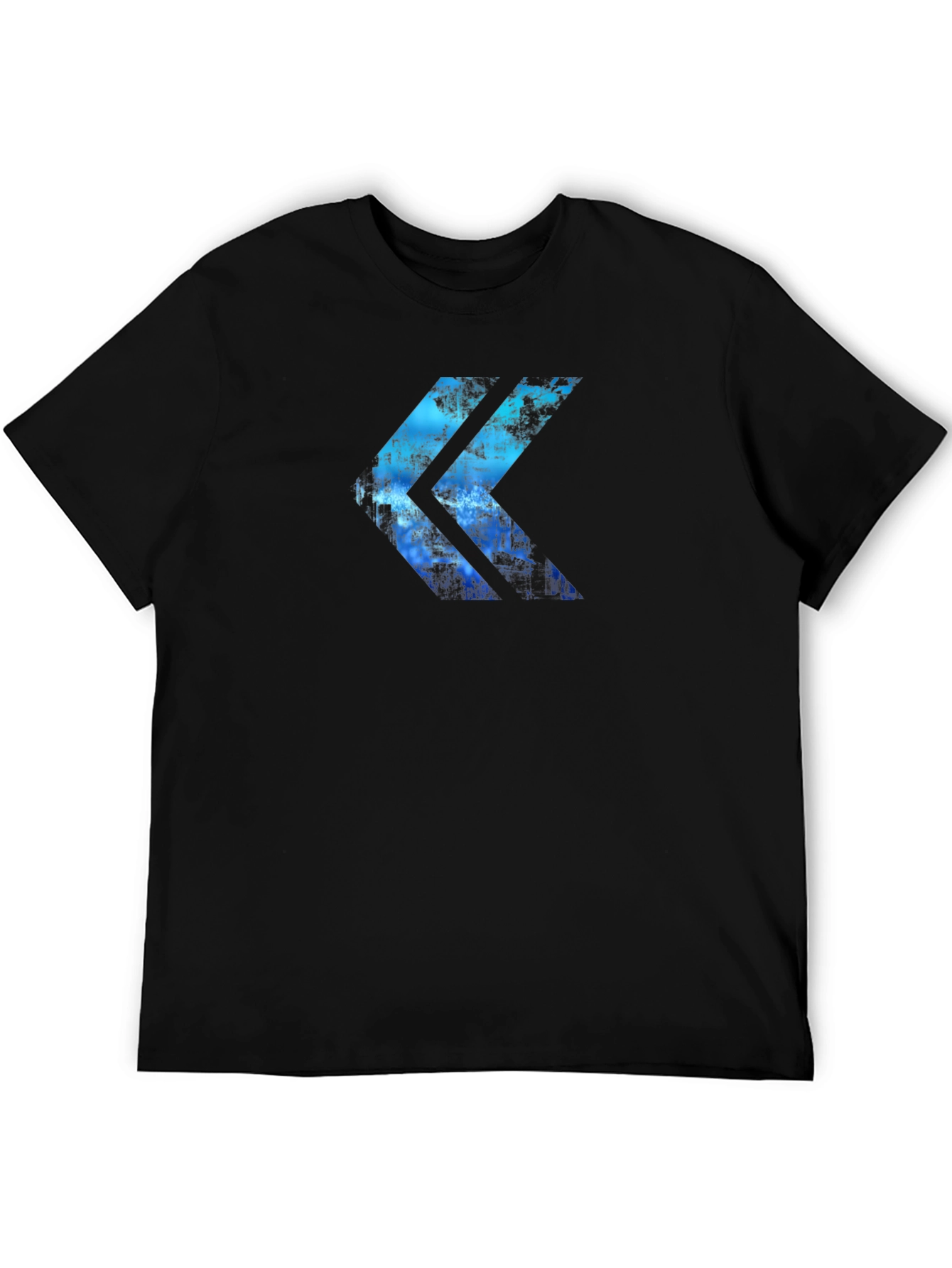 Abstract Blue Arrow Graphic Print Black T-Shirt