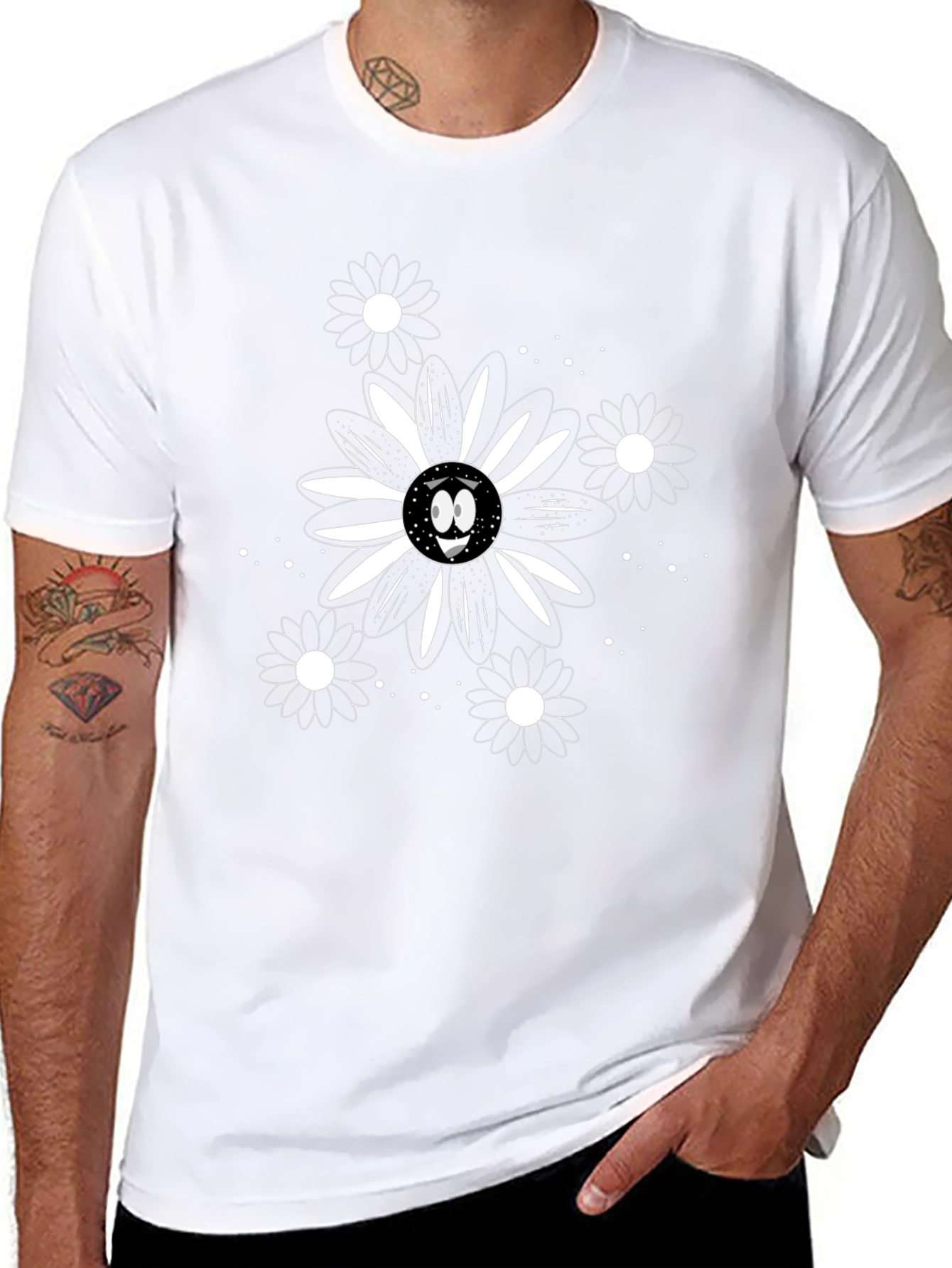 Daisy Smile Graphic Tee - Modern Black Shirt