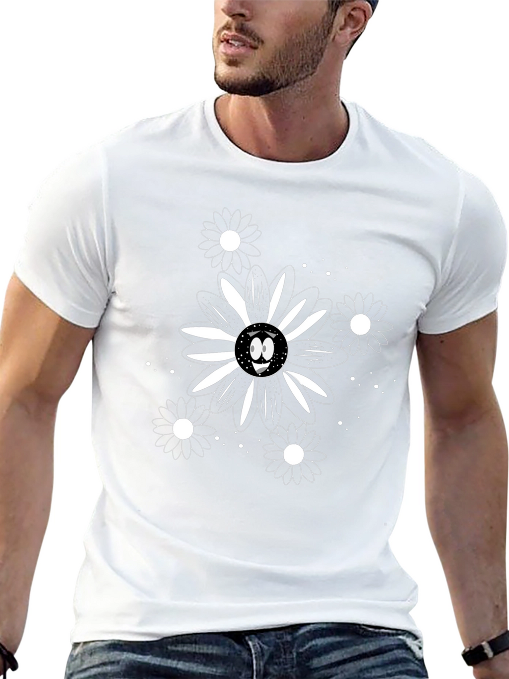 Daisy Smile Graphic Tee - Modern Black Shirt