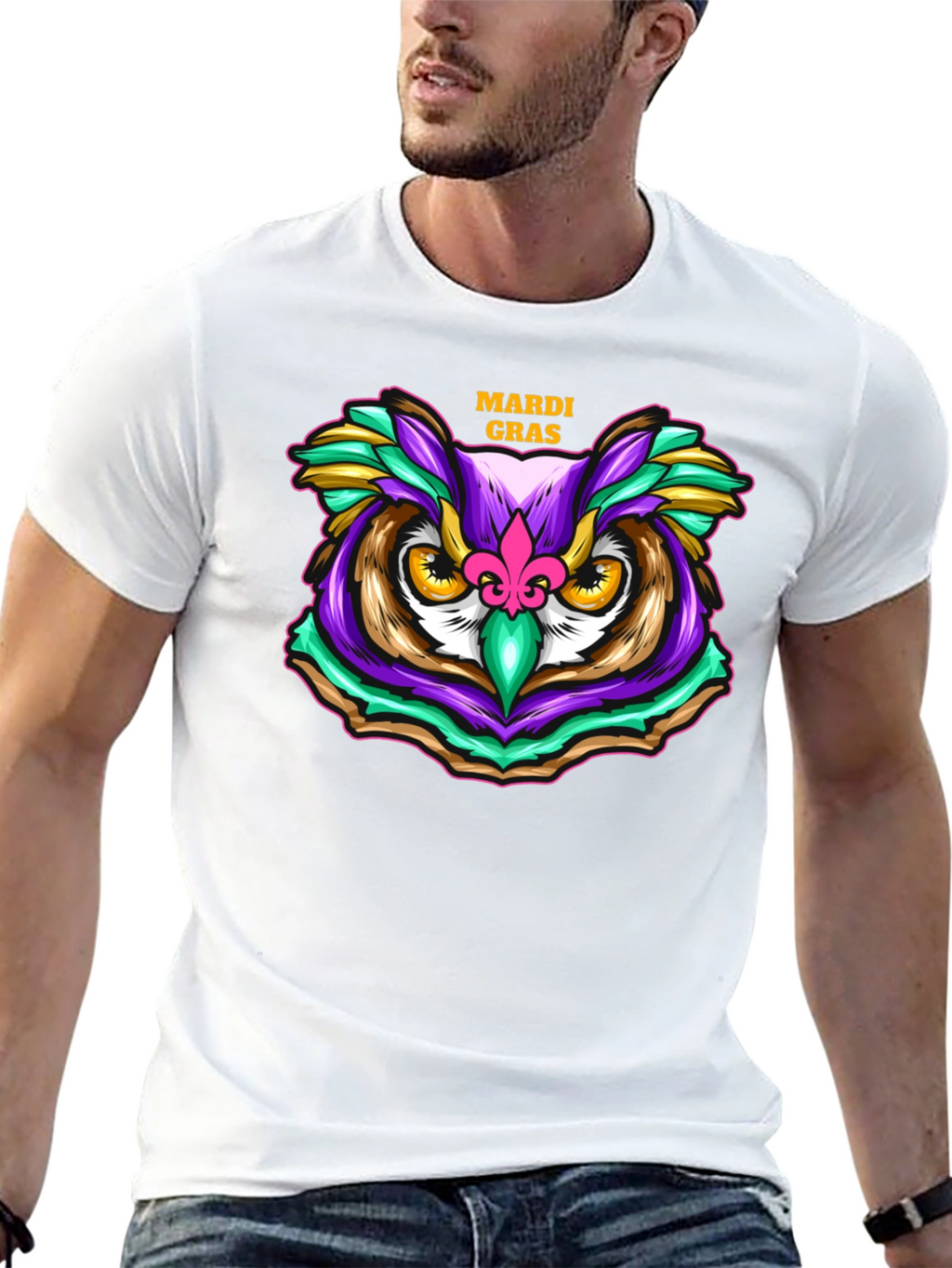 Mardi Gras Owl T-Shirt - Festive Graphic Tee