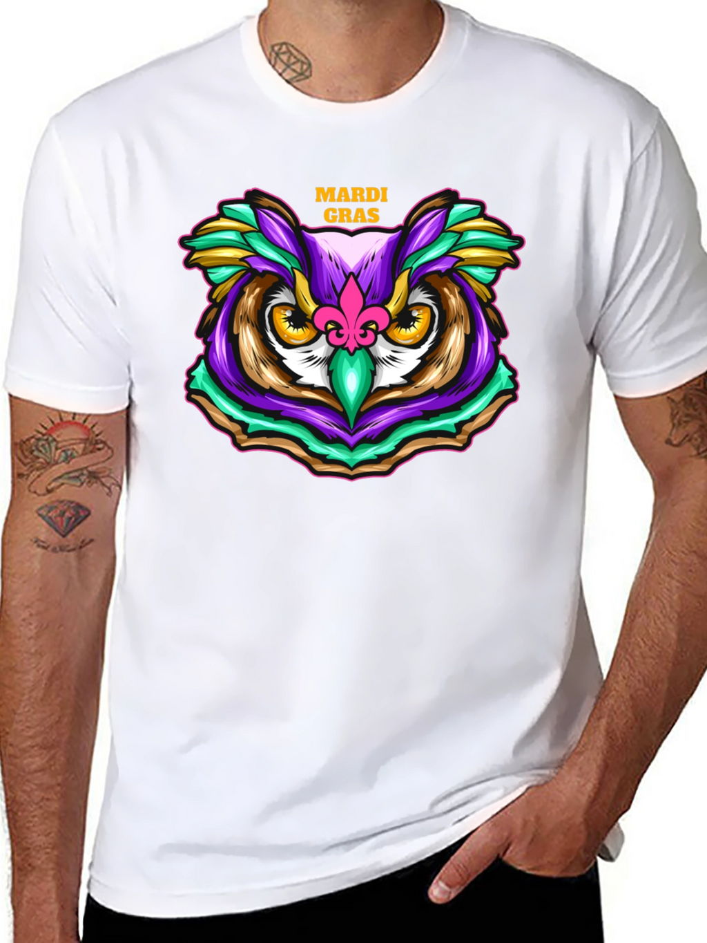 Mardi Gras Owl T-Shirt - Festive Graphic Tee