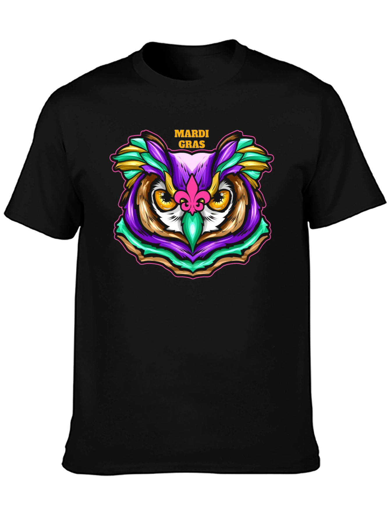 Mardi Gras Owl T-Shirt - Festive Graphic Tee
