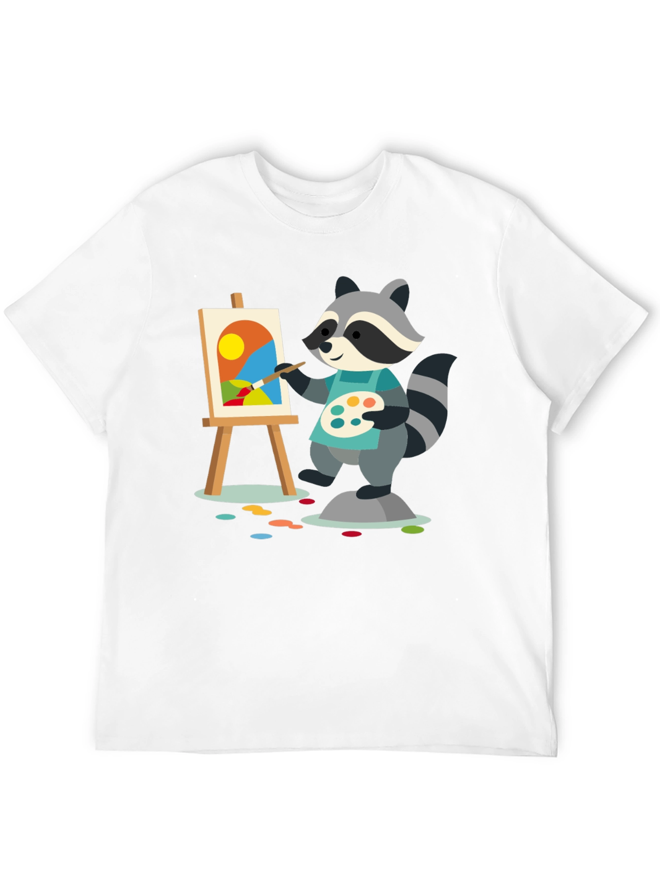 Raccoon Artist T-Shirt - Painter Animal Tee