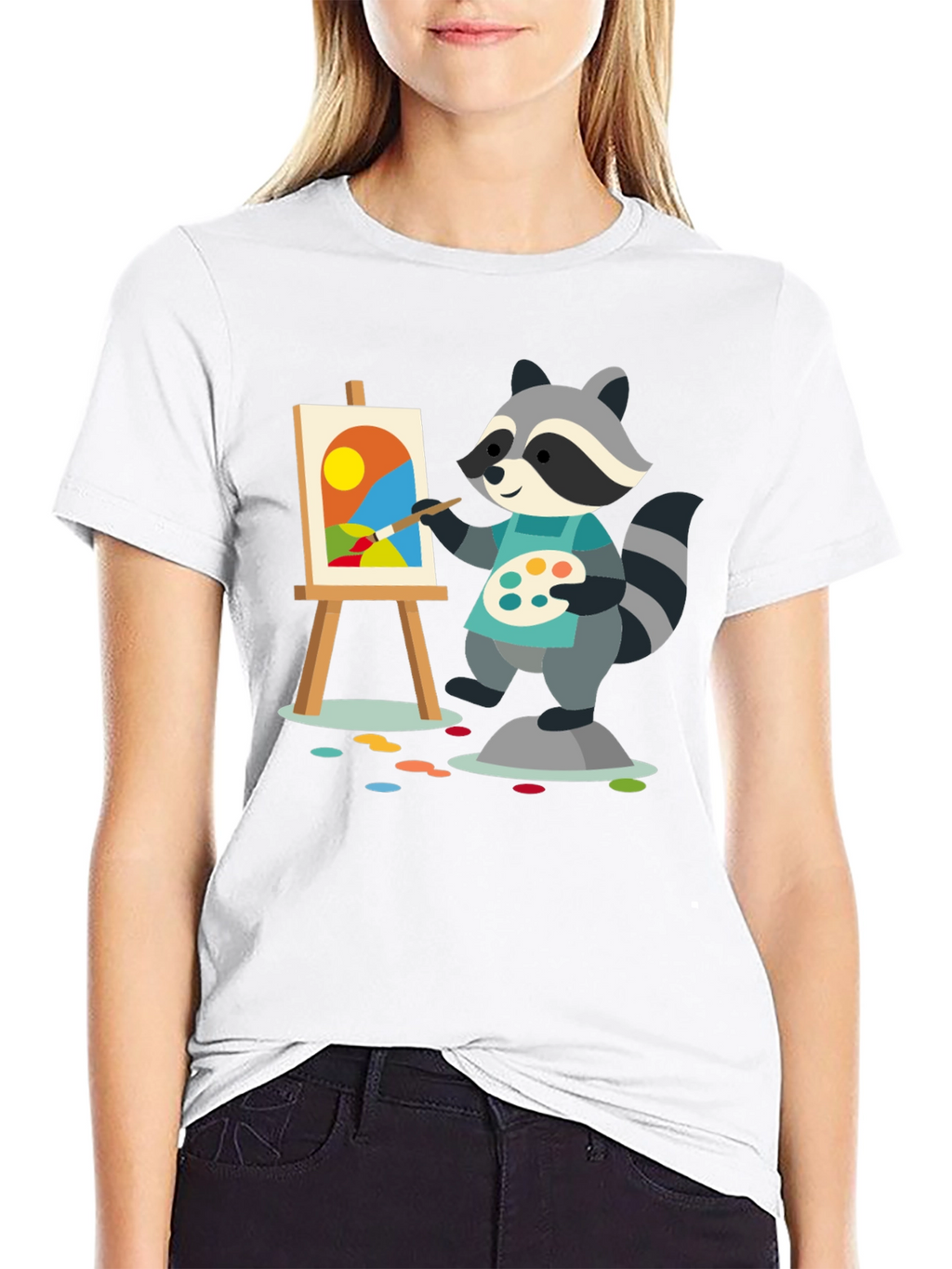 Raccoon Artist T-Shirt - Painter Animal Tee