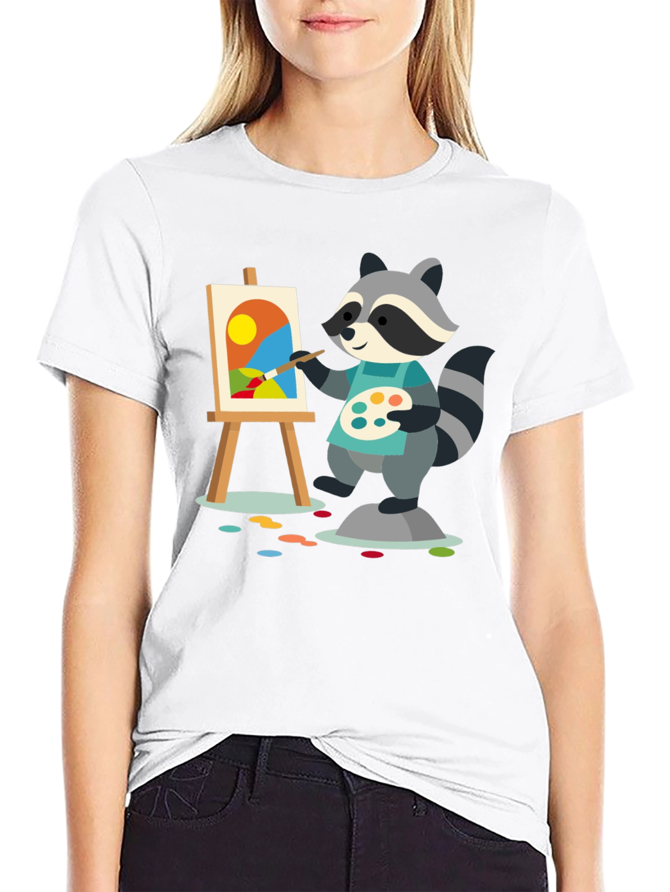 Raccoon Artist T-Shirt - Painter Animal Tee