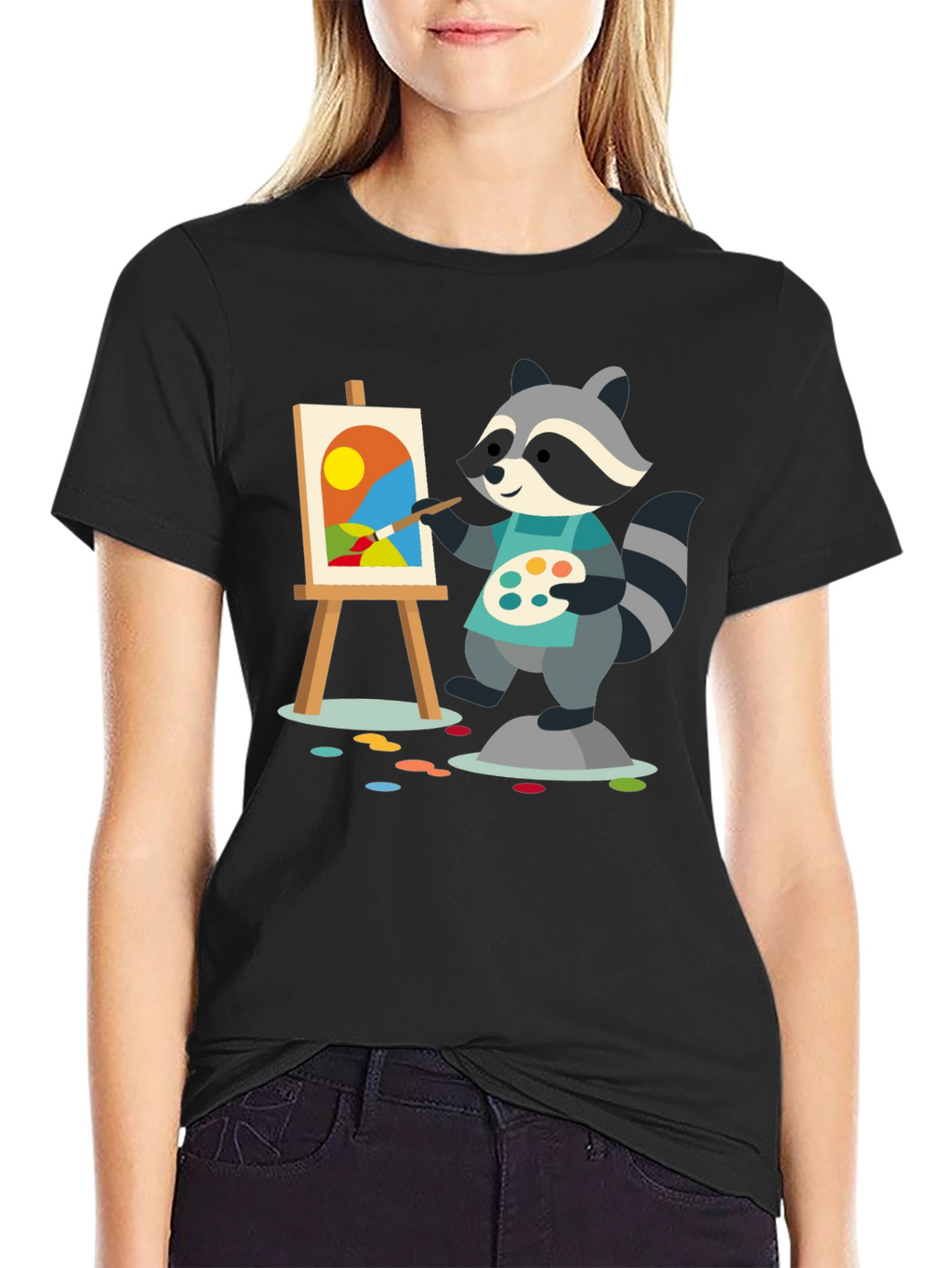 Raccoon Artist T-Shirt - Painter Animal Tee