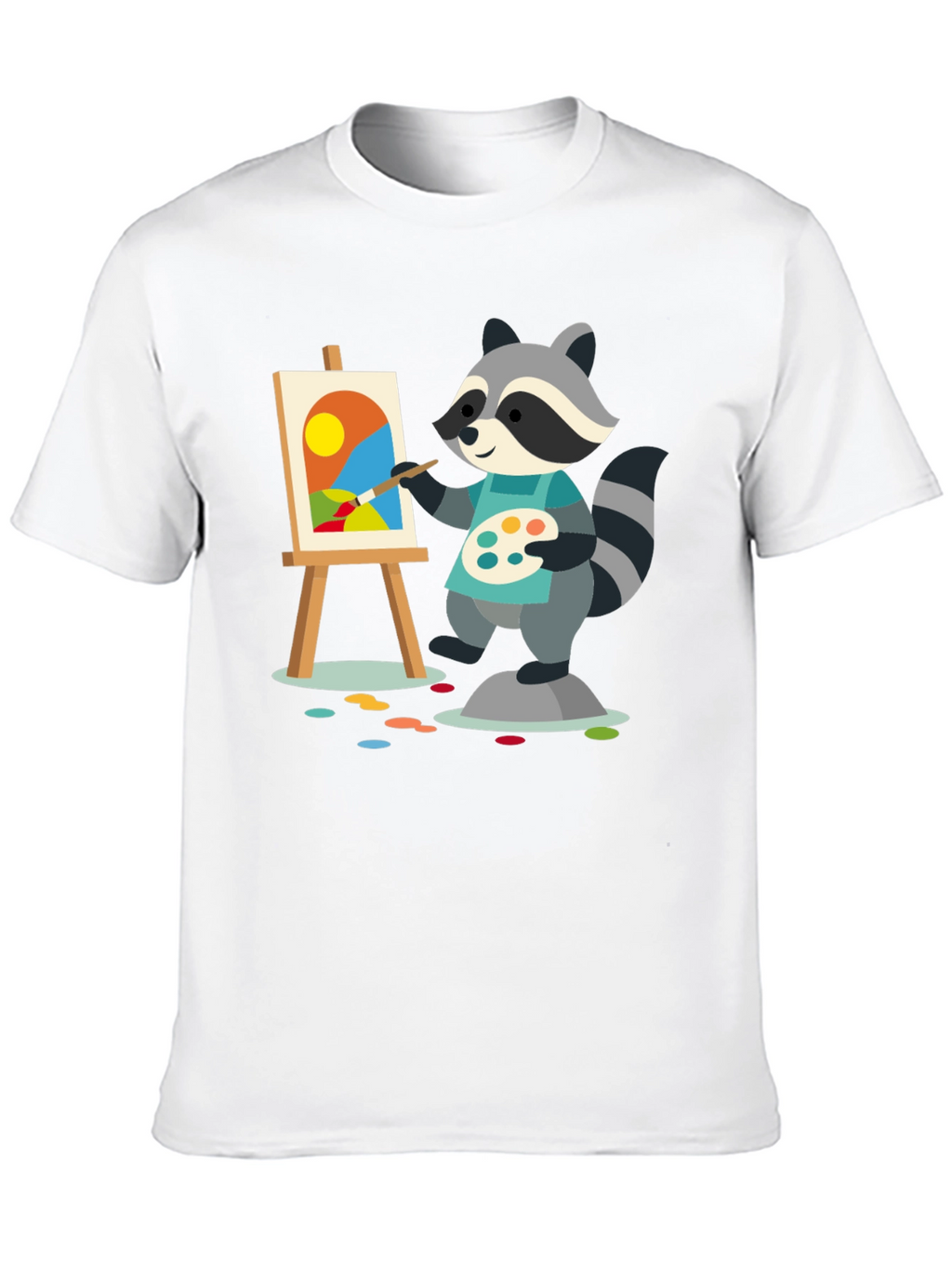 Raccoon Artist T-Shirt - Painter Animal Tee