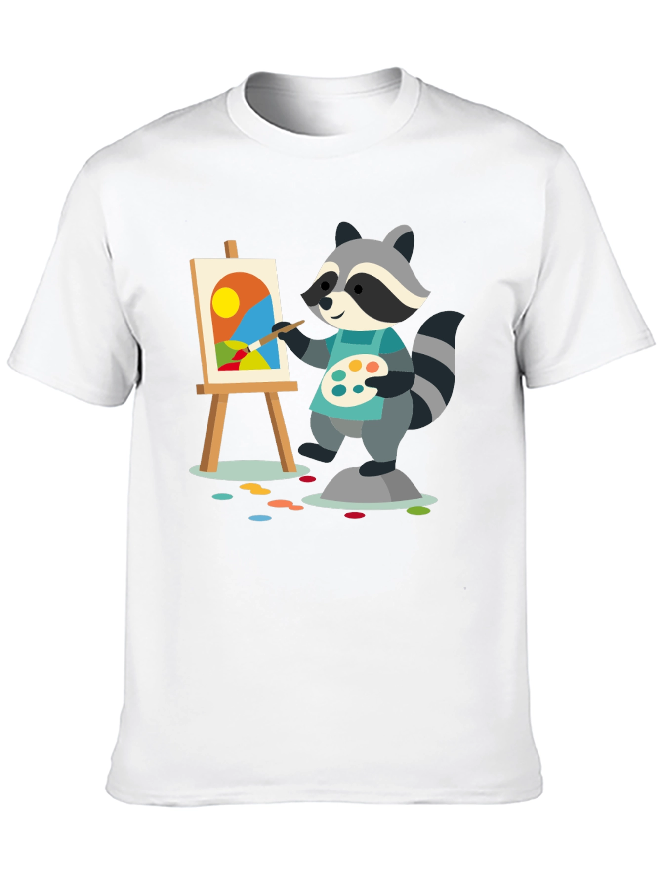 Raccoon Artist T-Shirt - Painter Animal Tee
