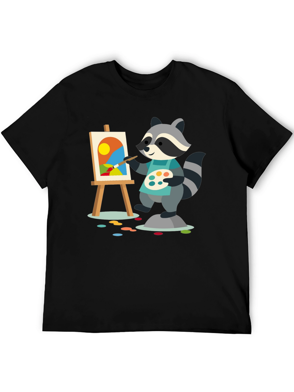 Raccoon Artist T-Shirt - Painter Animal Tee