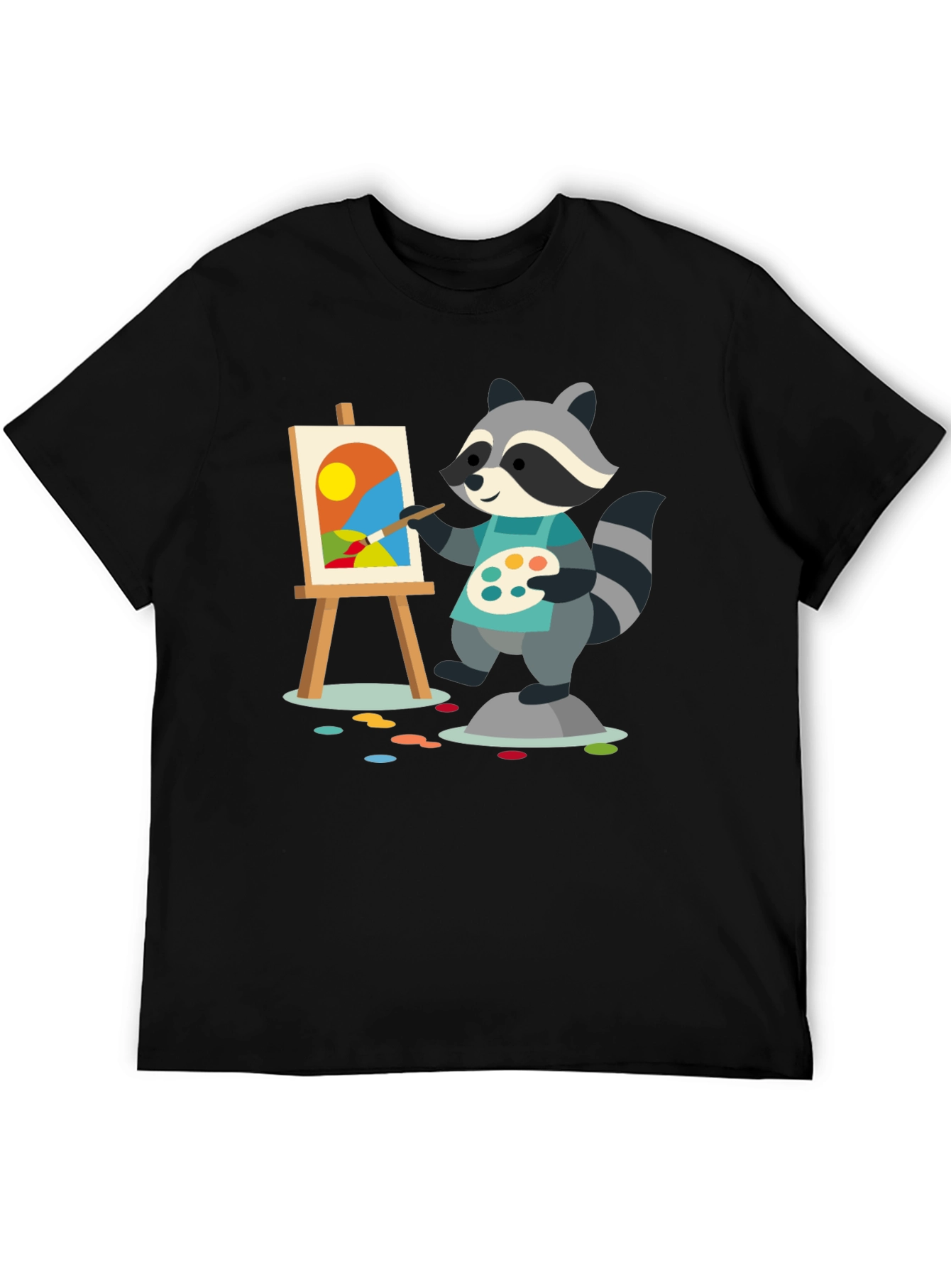 Raccoon Artist T-Shirt - Painter Animal Tee