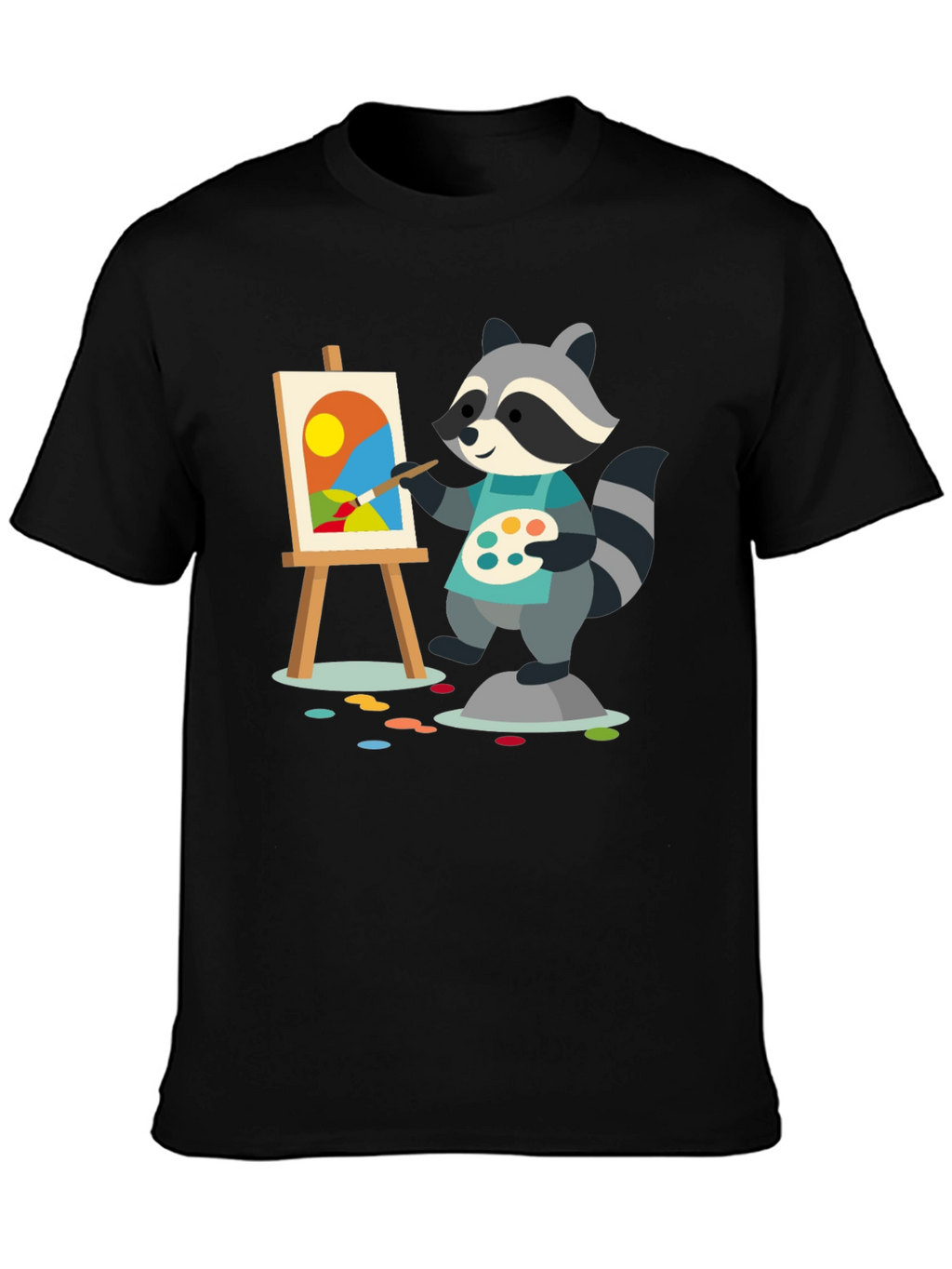 Raccoon Artist T-Shirt - Painter Animal Tee