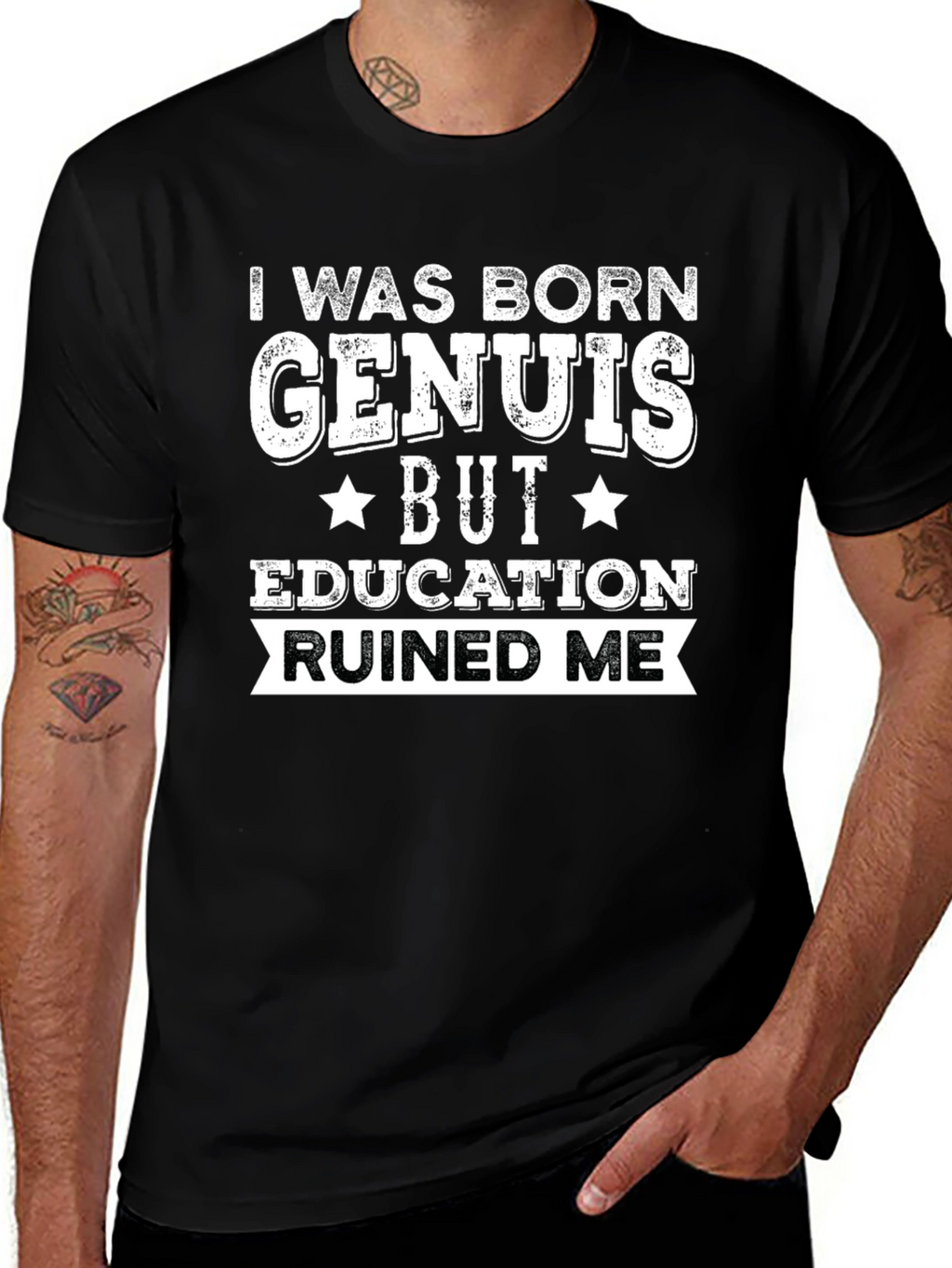 I Was Born Genius Funny T-Shirt