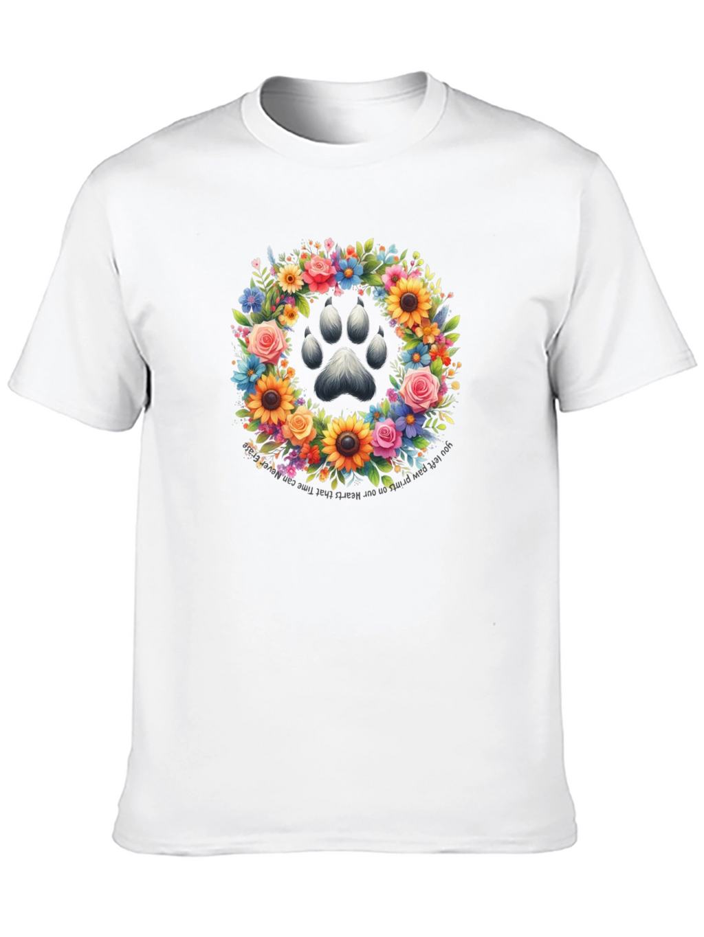Floral Paw Print Memorial T-Shirt