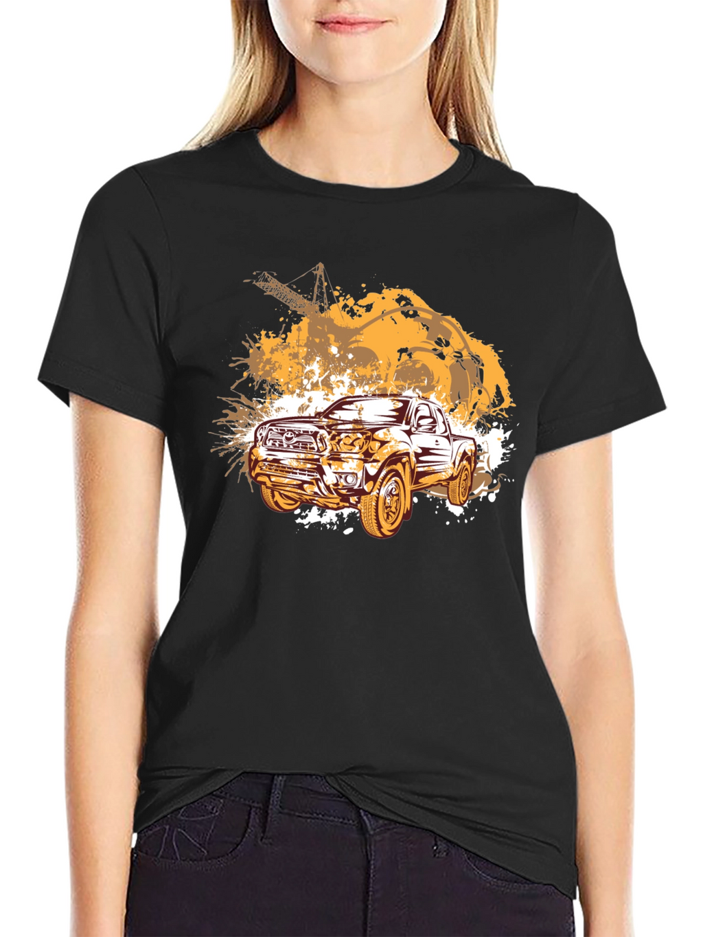 Truck Graphic T-Shirt - Black Cotton Blend Tee