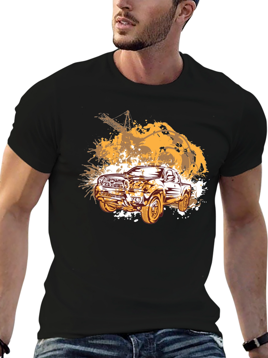 Truck Graphic T-Shirt - Black Cotton Blend Tee