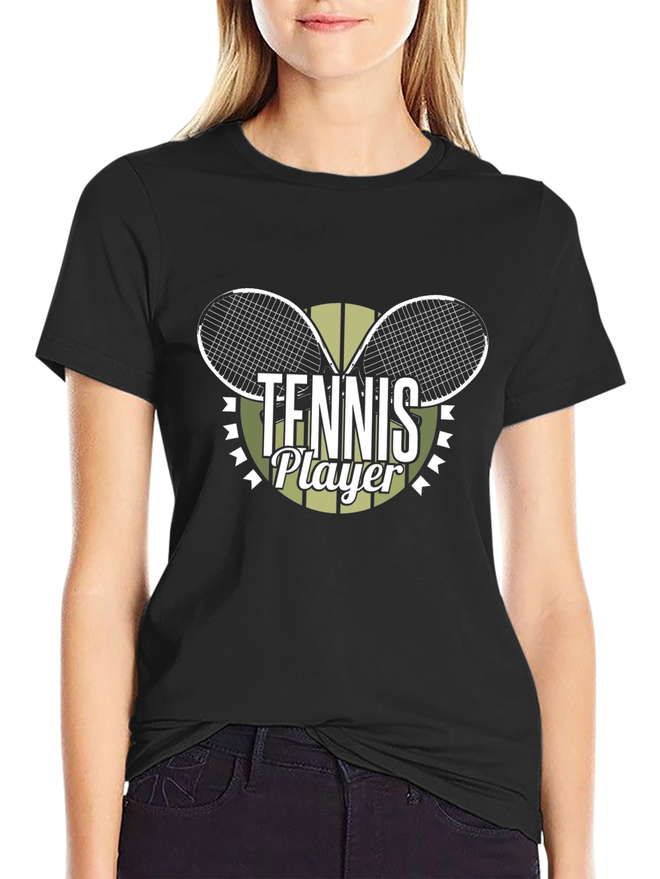 Tennis Player Graphic Tee - Sporty Black T-Shirt