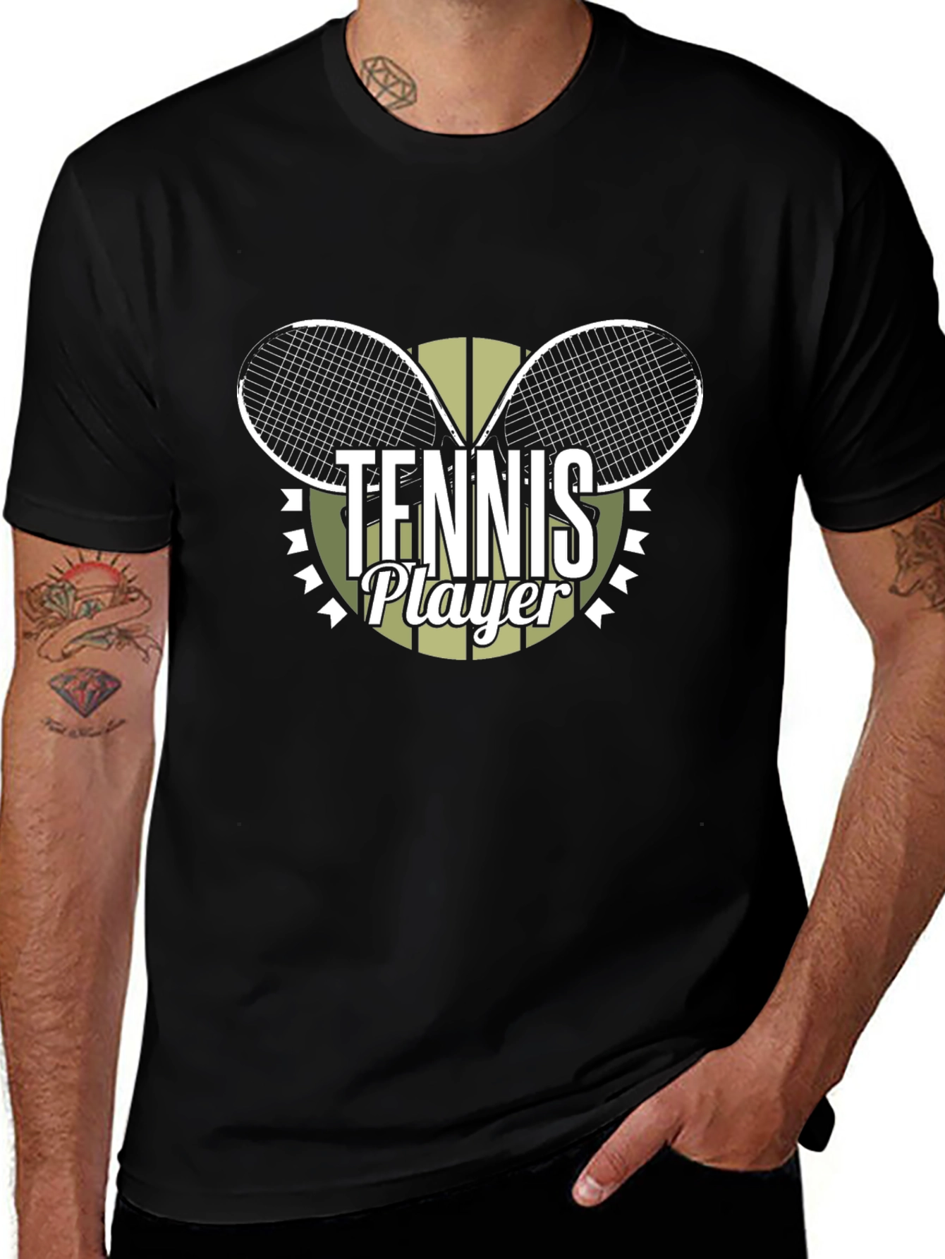 Tennis Player Graphic Tee - Sporty Black T-Shirt