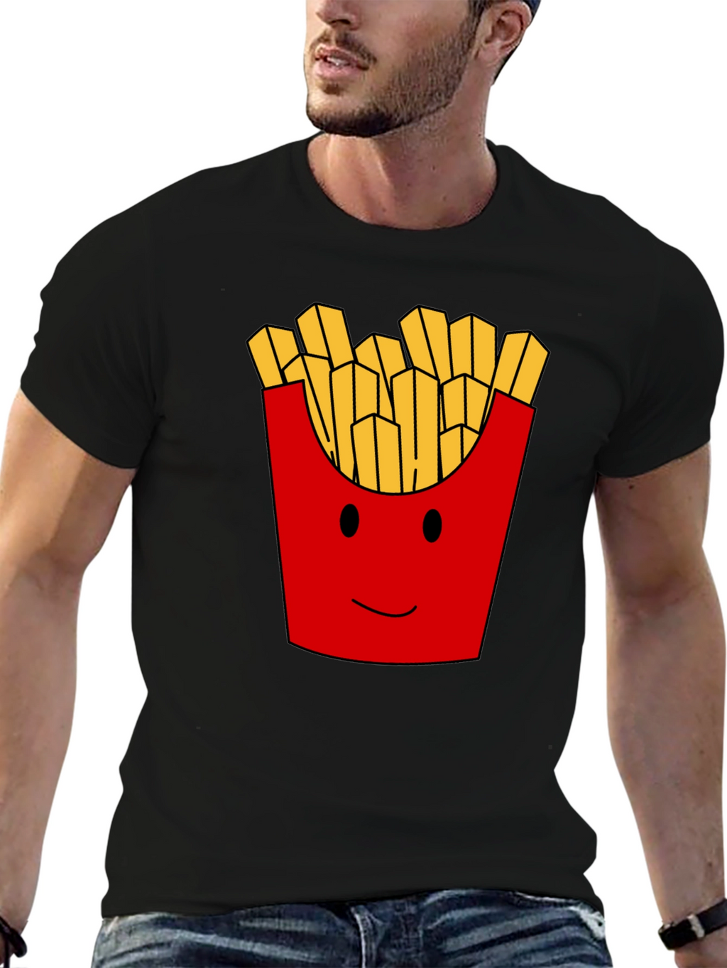 Funny French Fries Graphic Print Mens T-Shirt