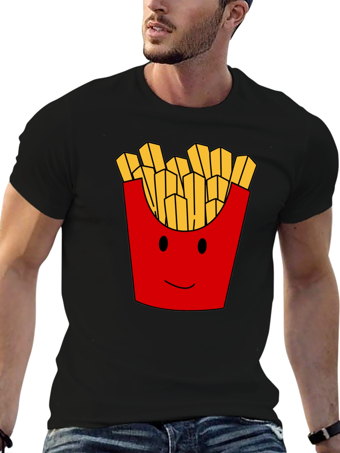 Funny French Fries Graphic Print Mens T-Shirt
