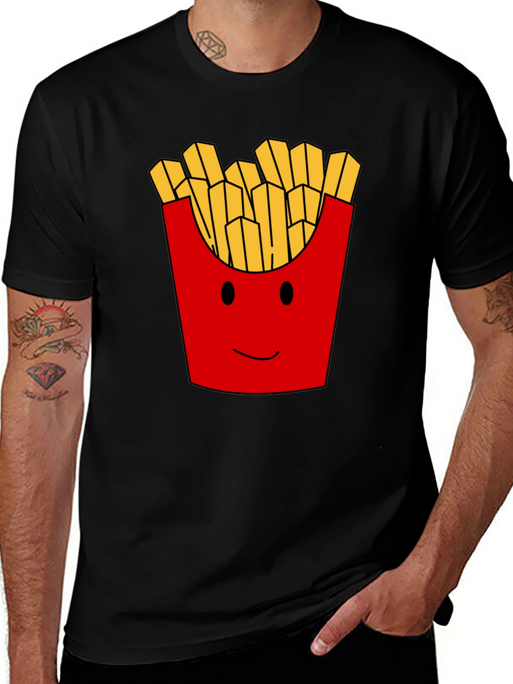 Funny French Fries Graphic Print Mens T-Shirt