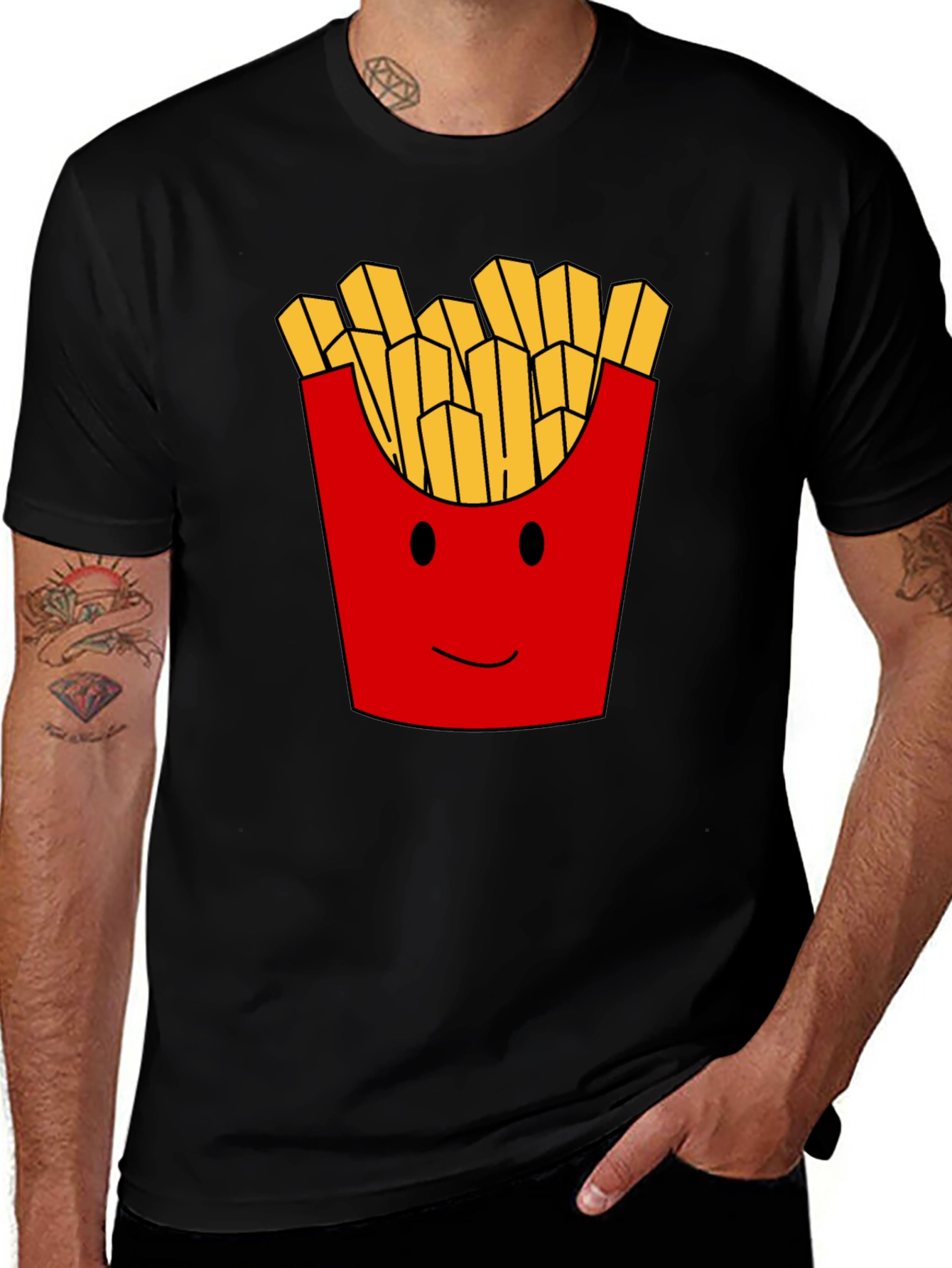 Funny French Fries Graphic Print Mens T-Shirt