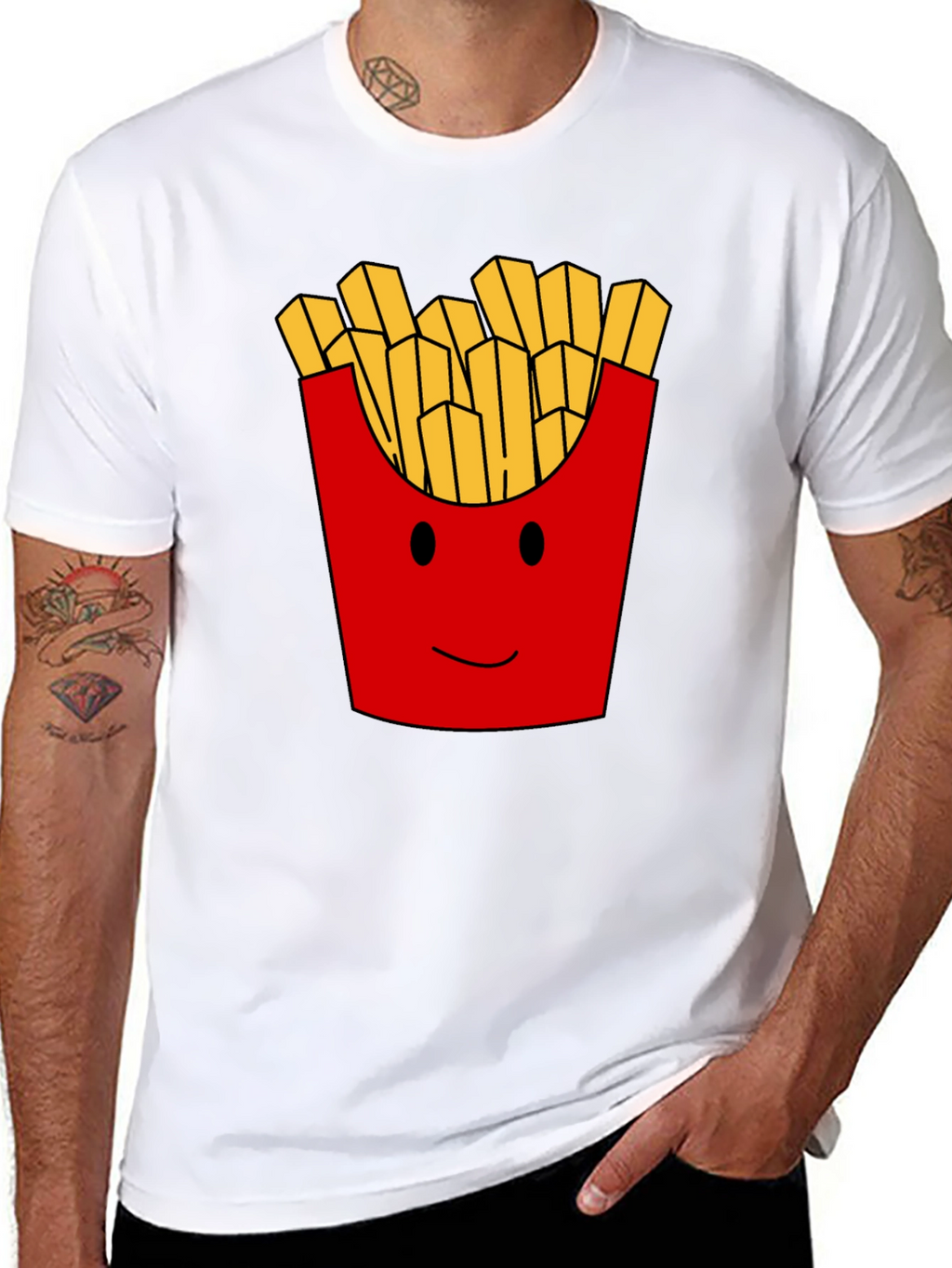 Funny French Fries Graphic Print Mens T-Shirt
