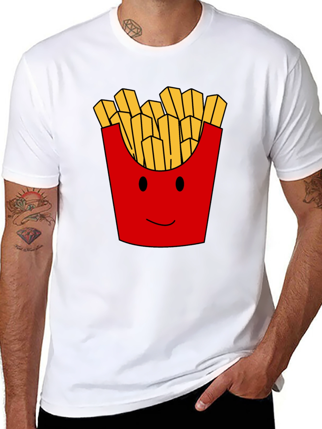 Funny French Fries Graphic Print Mens T-Shirt