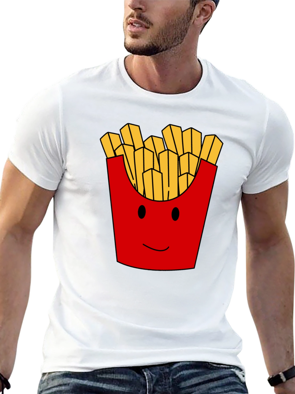 Funny French Fries Graphic Print Mens T-Shirt